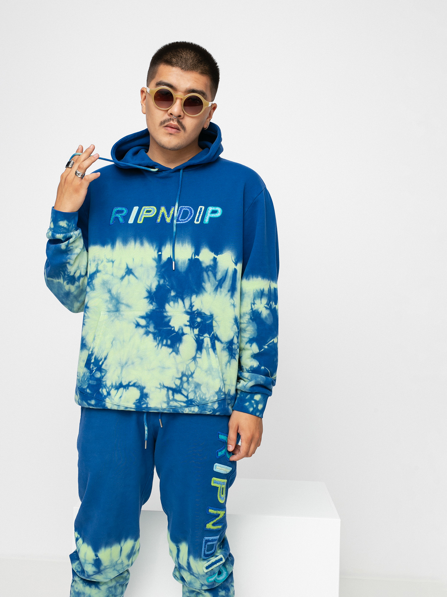 Bluza z kapturem RipNDip Prisma Embroidered HD (navy/green)
