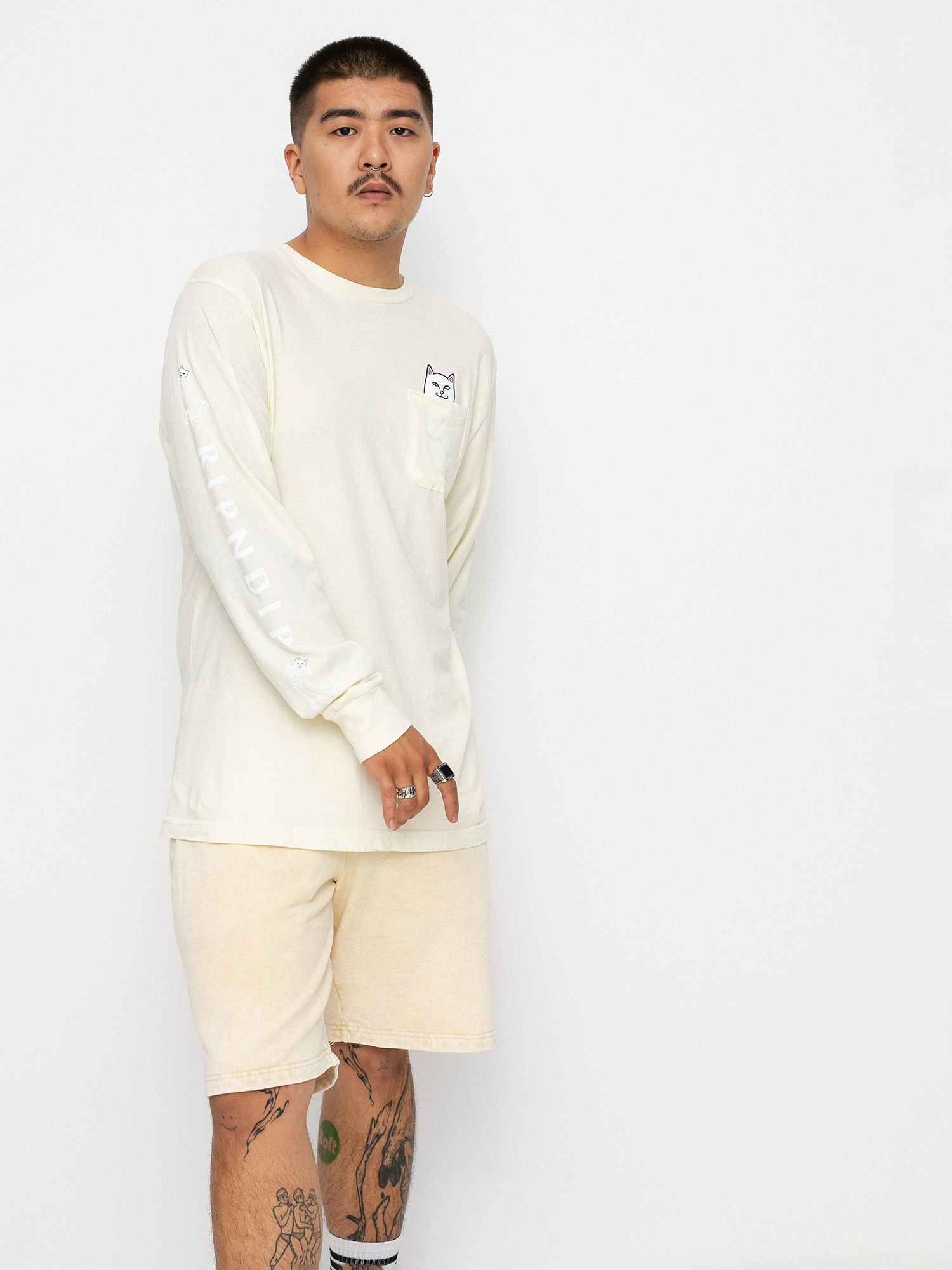Longsleeve RipNDip Lord Nermal Pocket (natural)