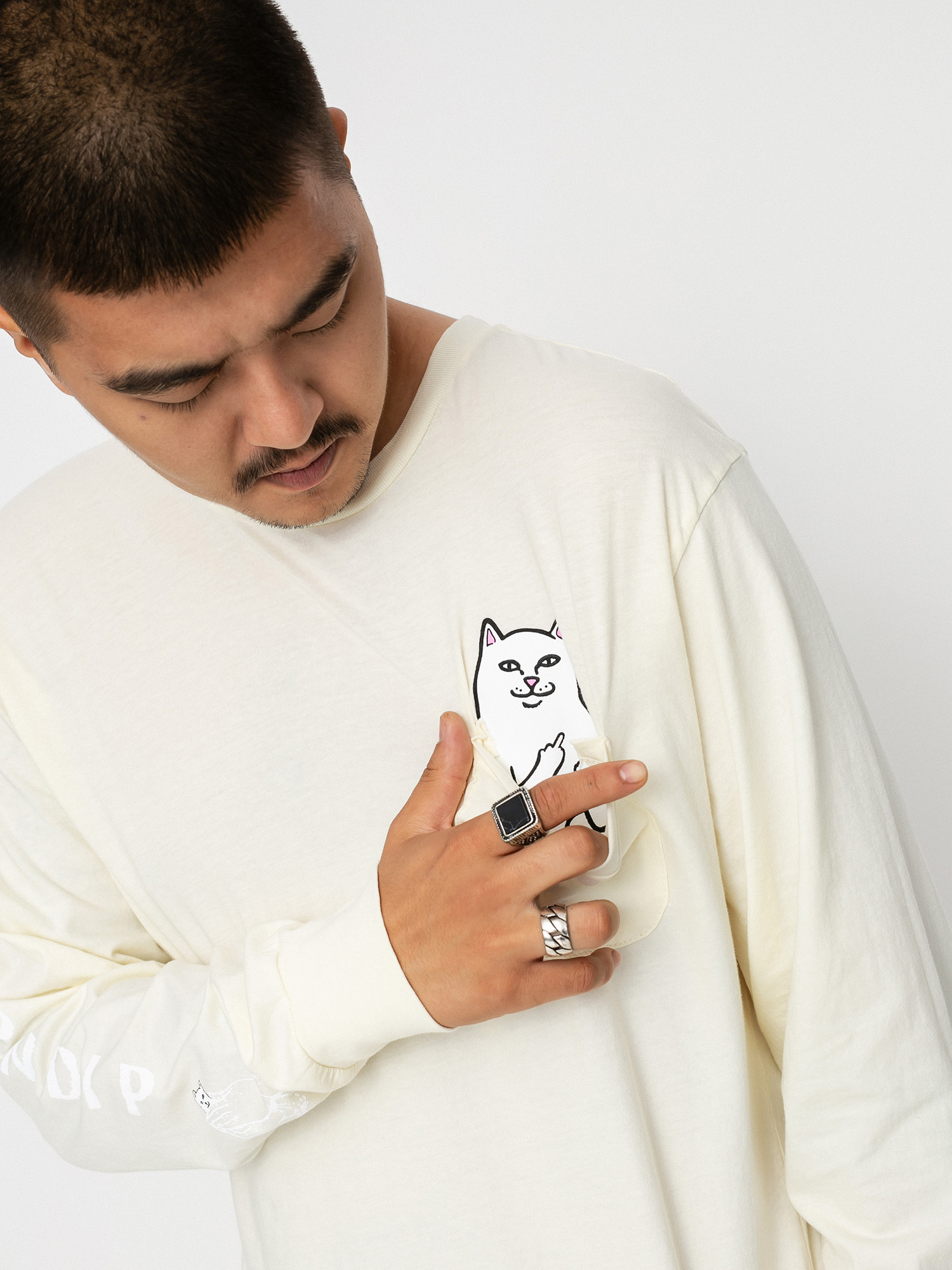 Longsleeve RipNDip Lord Nermal Pocket (natural)