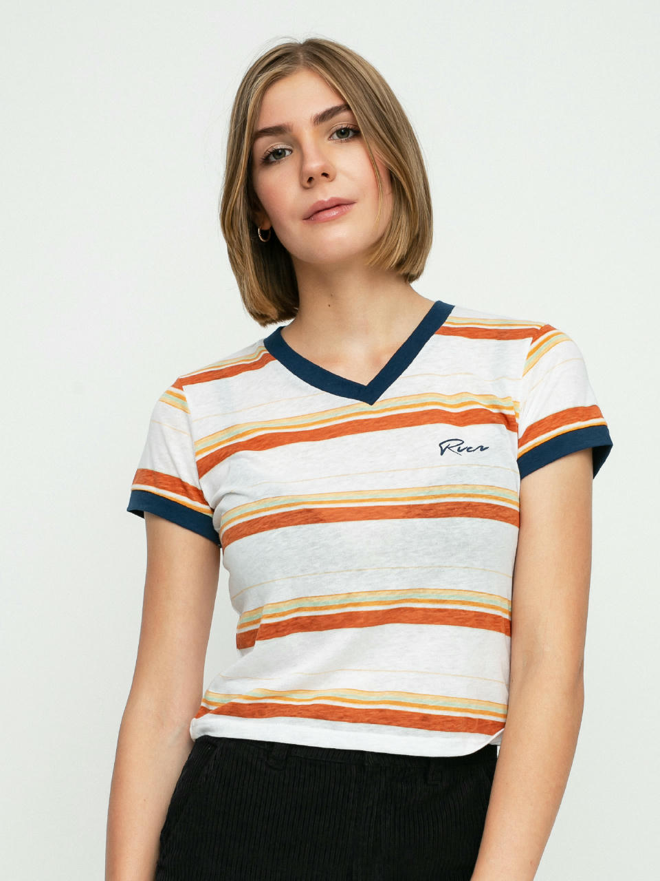 T-shirt RVCA Big Distance Stripe Wmn (vintage white)