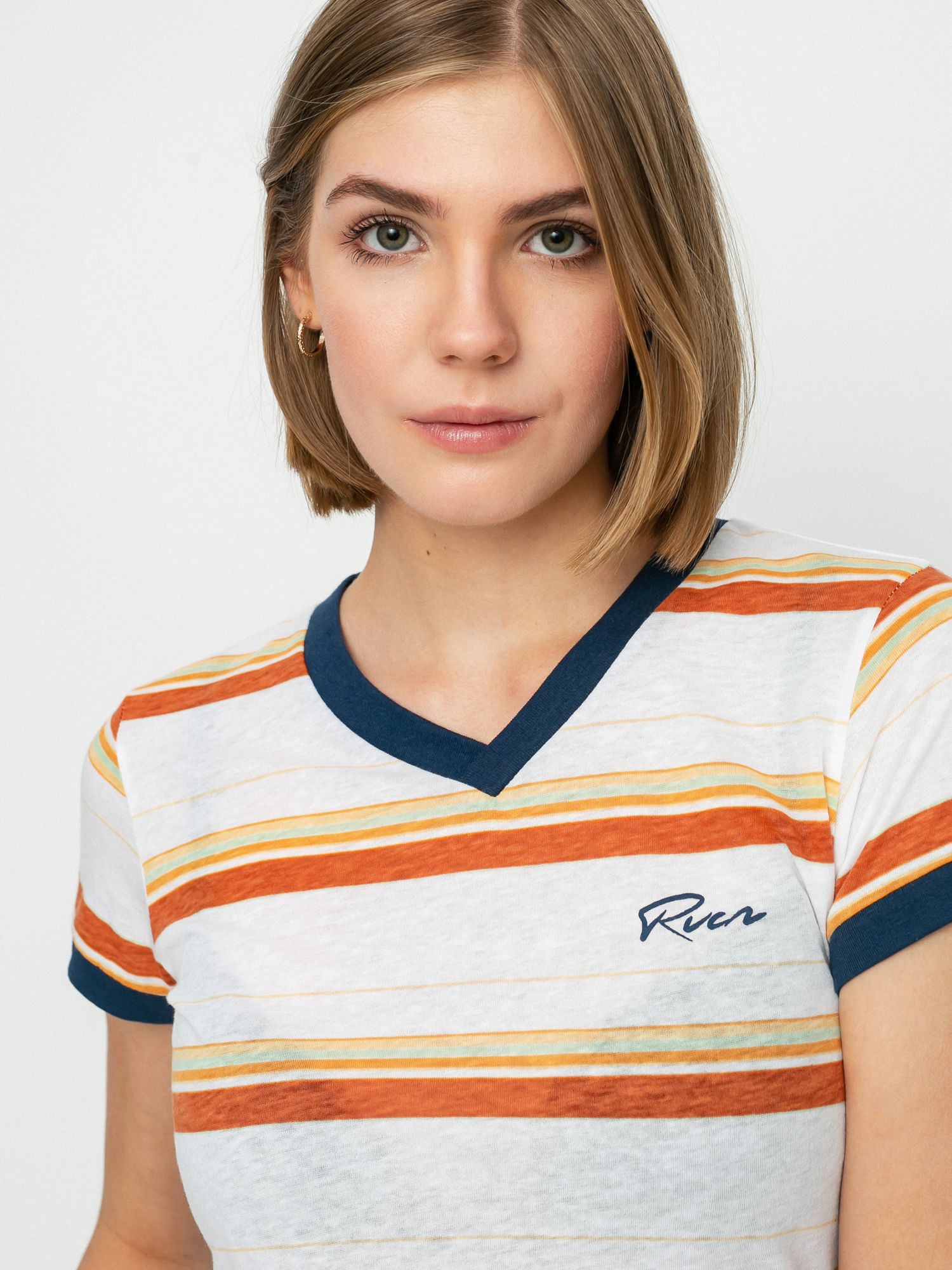 T-shirt RVCA Big Distance Stripe Wmn (vintage white)