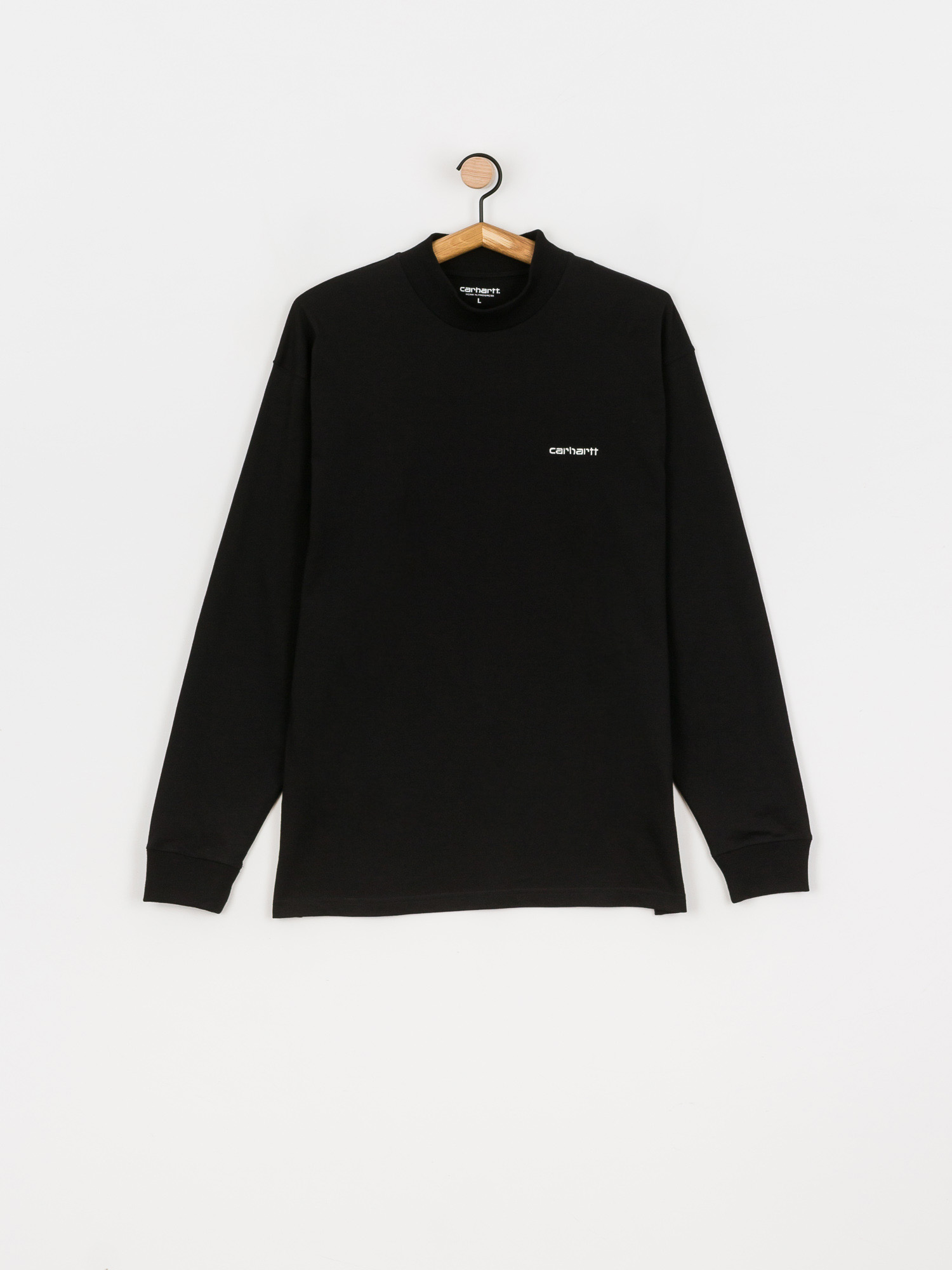 Longsleeve Carhartt WIP Mockneck Script Embro (black/white)