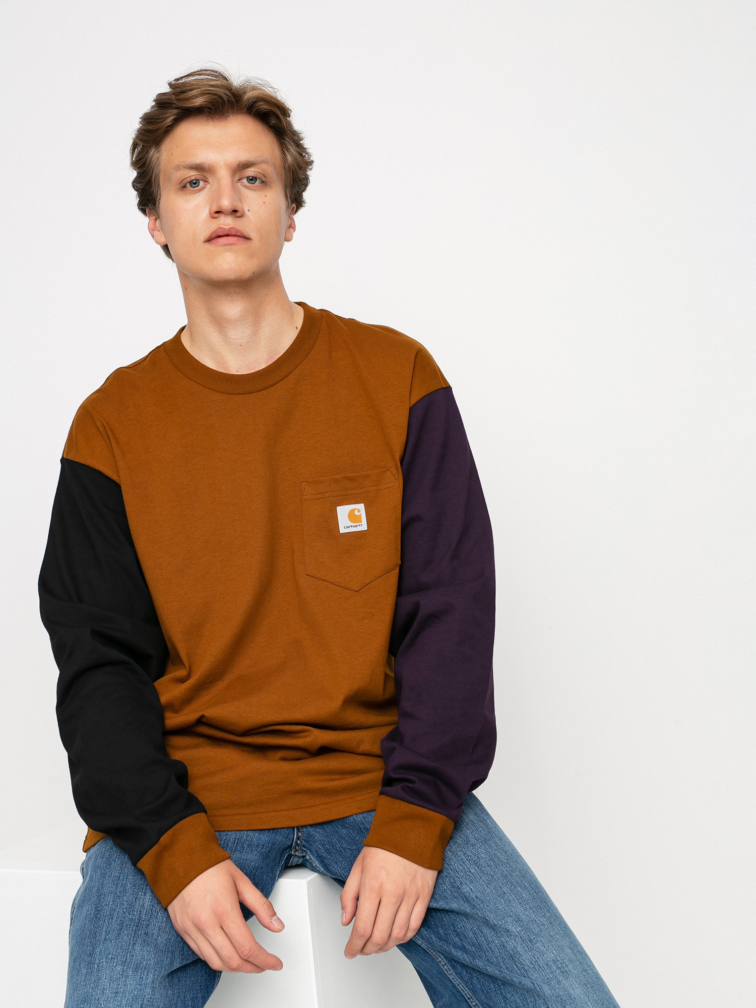 Longsleeve Carhartt WIP Triple Pocket (tawny/black/dark iris)