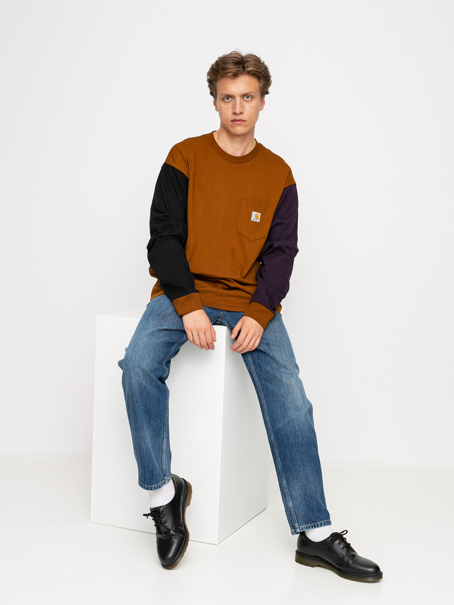 Longsleeve Carhartt WIP Triple Pocket (tawny/black/dark iris)