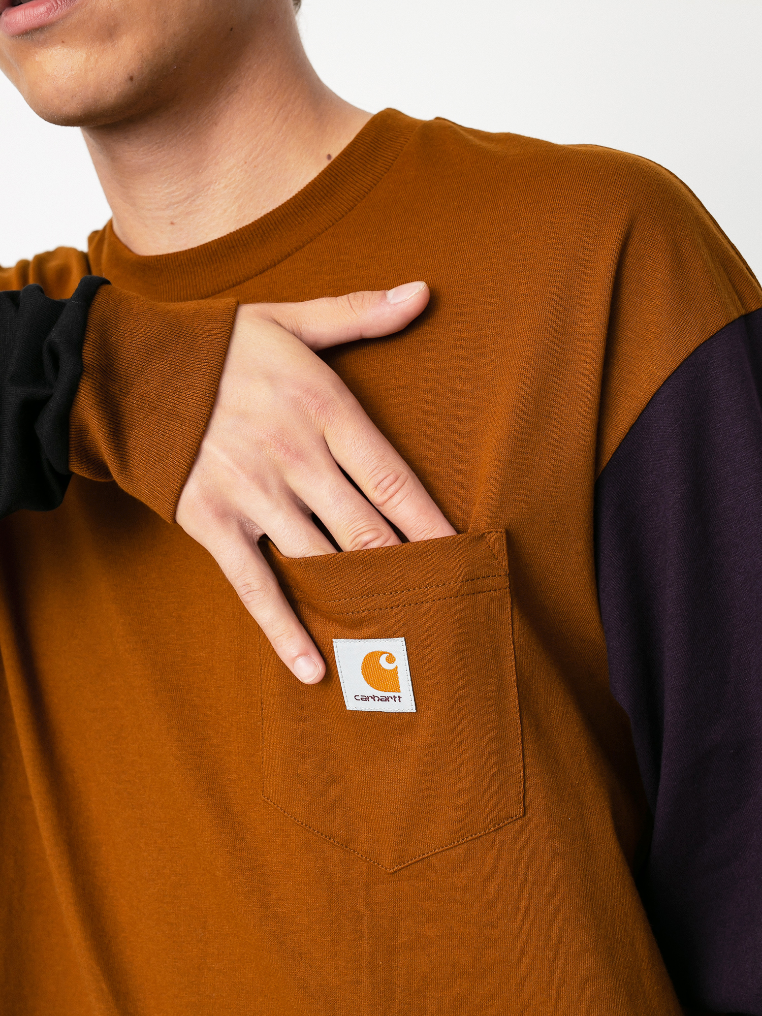Longsleeve Carhartt WIP Triple Pocket (tawny/black/dark iris)