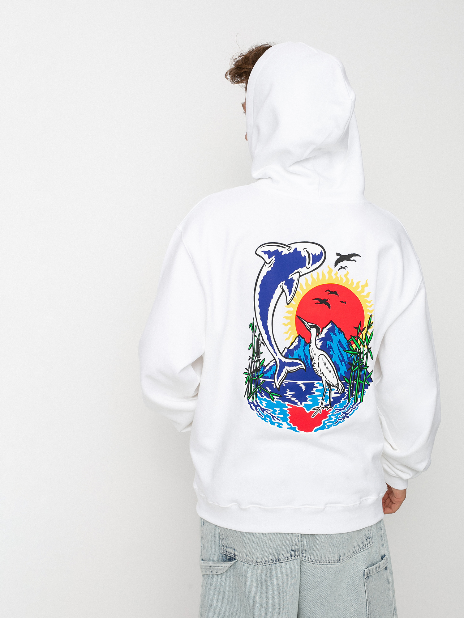 Bluza z kapturem Polar Skate Mt Fuji HD (white)