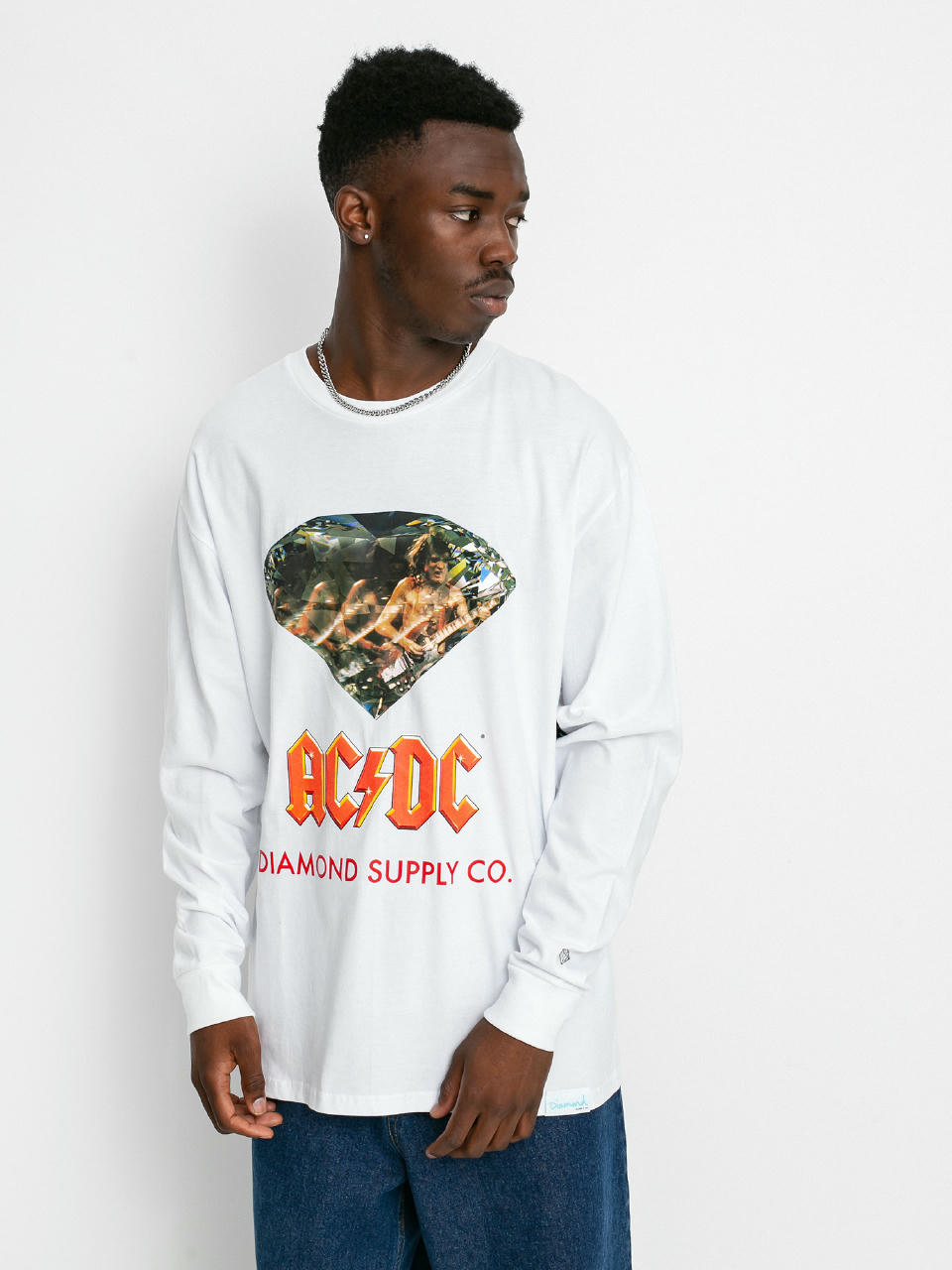 Longsleeve Diamond Supply Co. AC/DC Diamond (white)