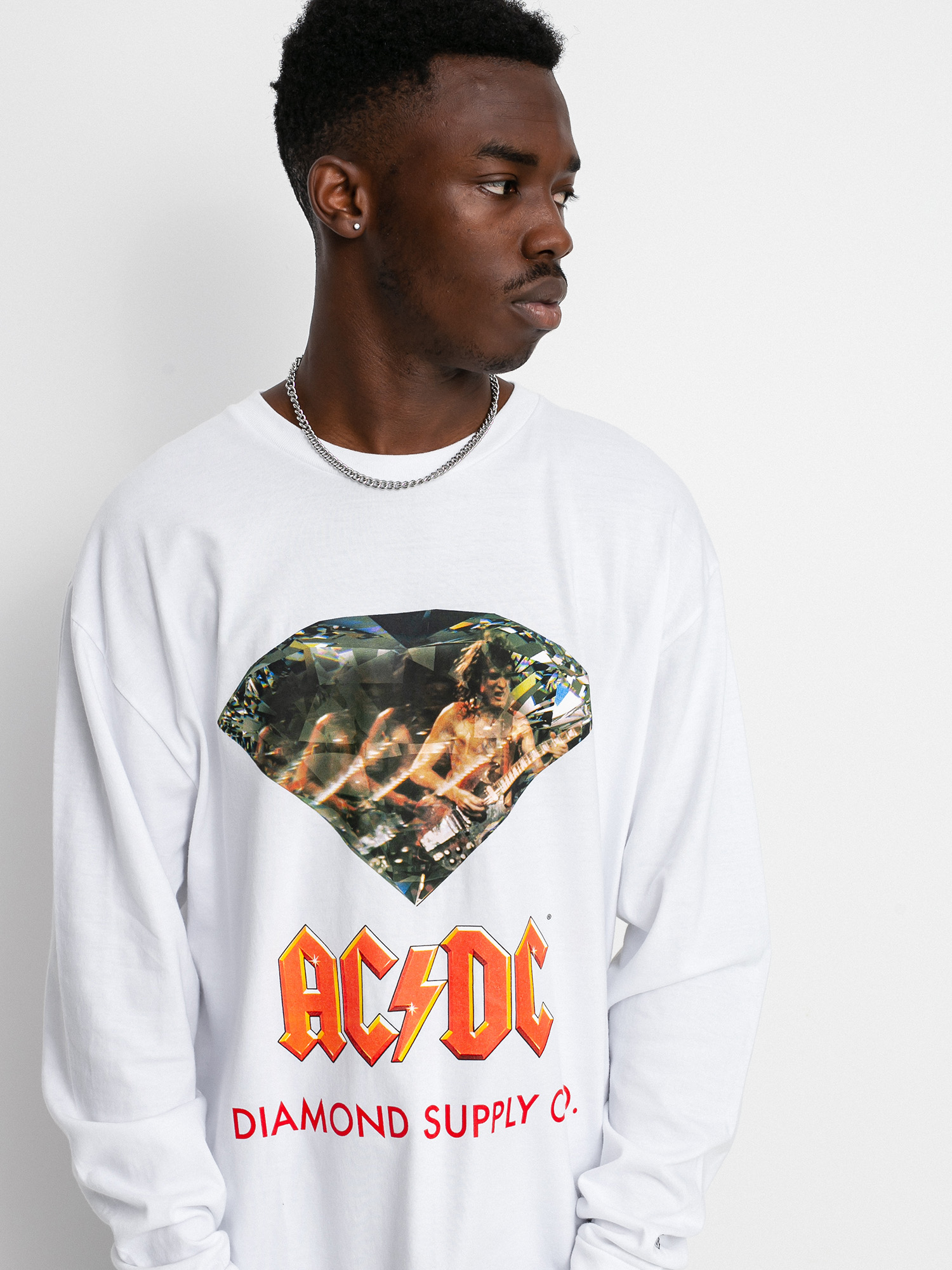 Longsleeve Diamond Supply Co. AC/DC Diamond (white)