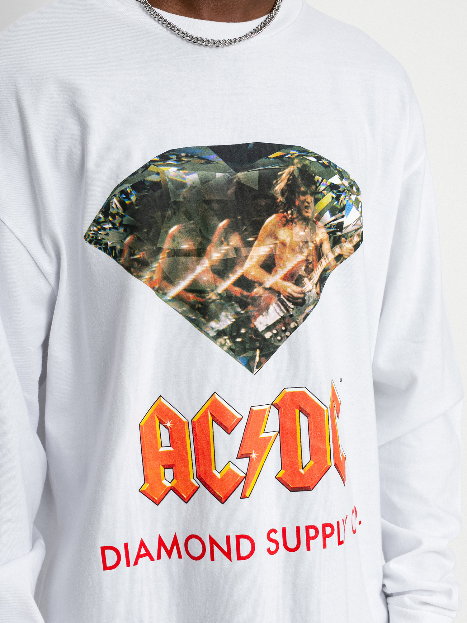 Longsleeve Diamond Supply Co. AC/DC Diamond (white)