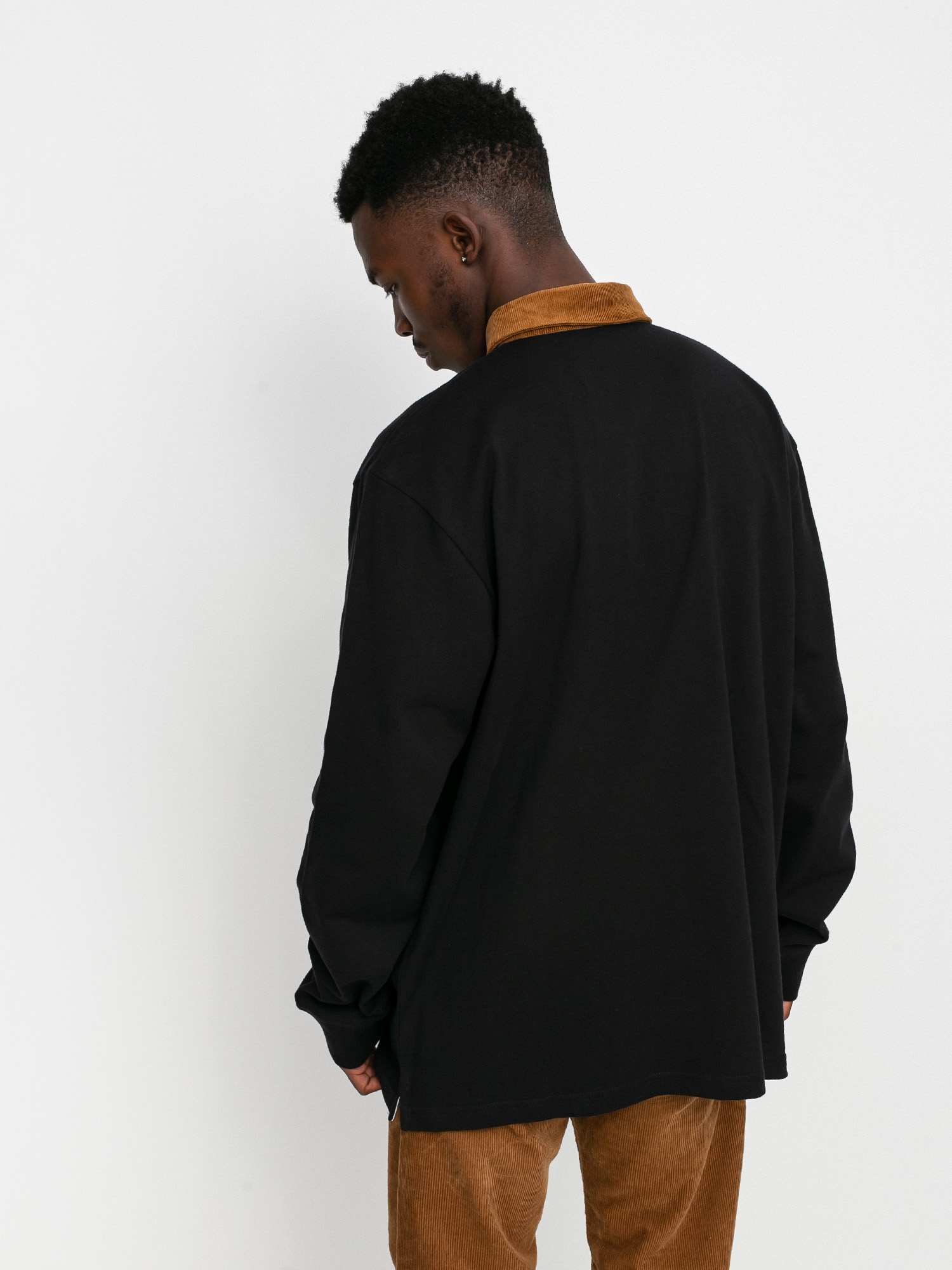 Polo Carhartt WIP Cord Rugby (black/h brown/white)