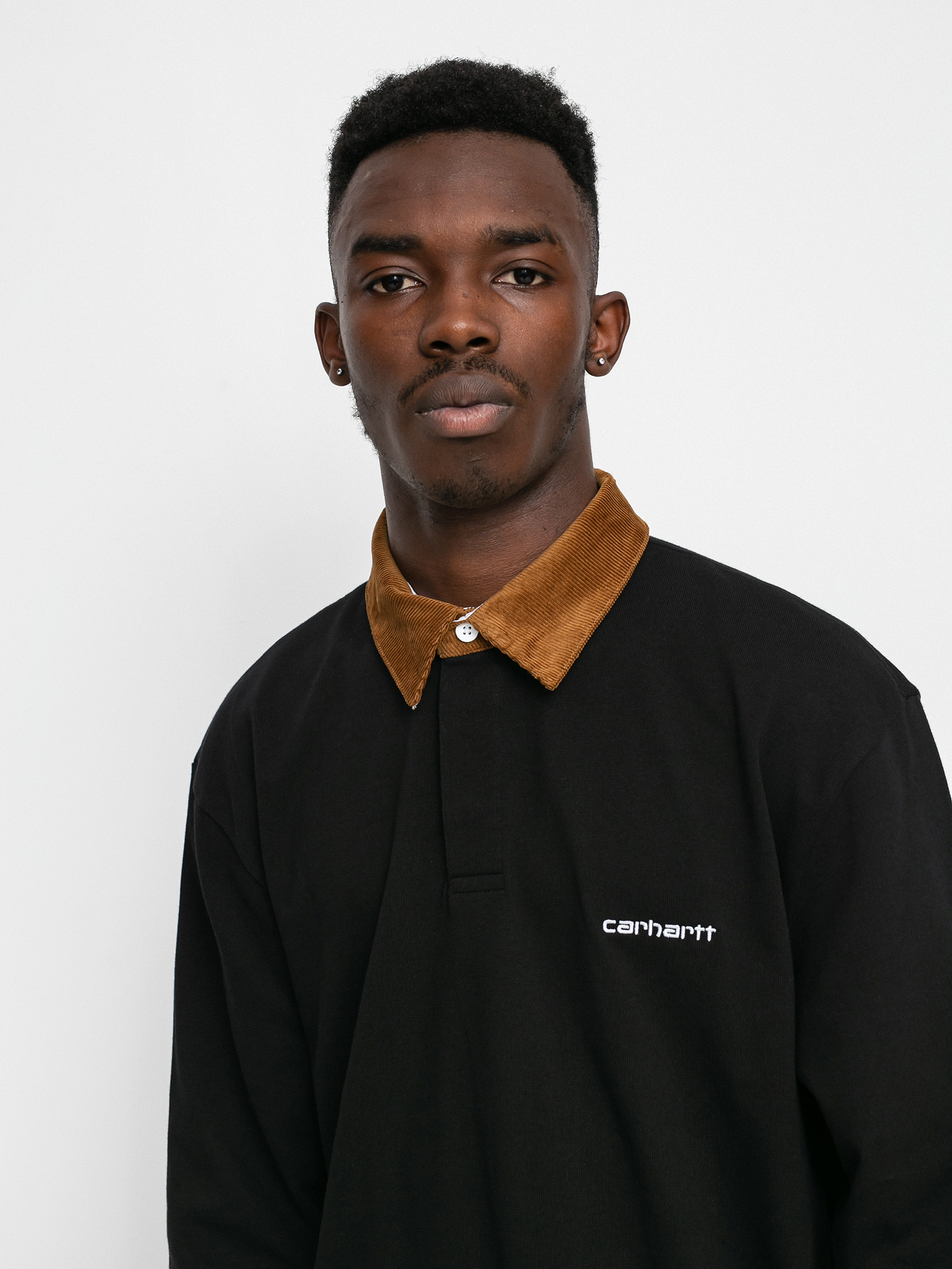 Polo Carhartt WIP Cord Rugby (black/h brown/white)
