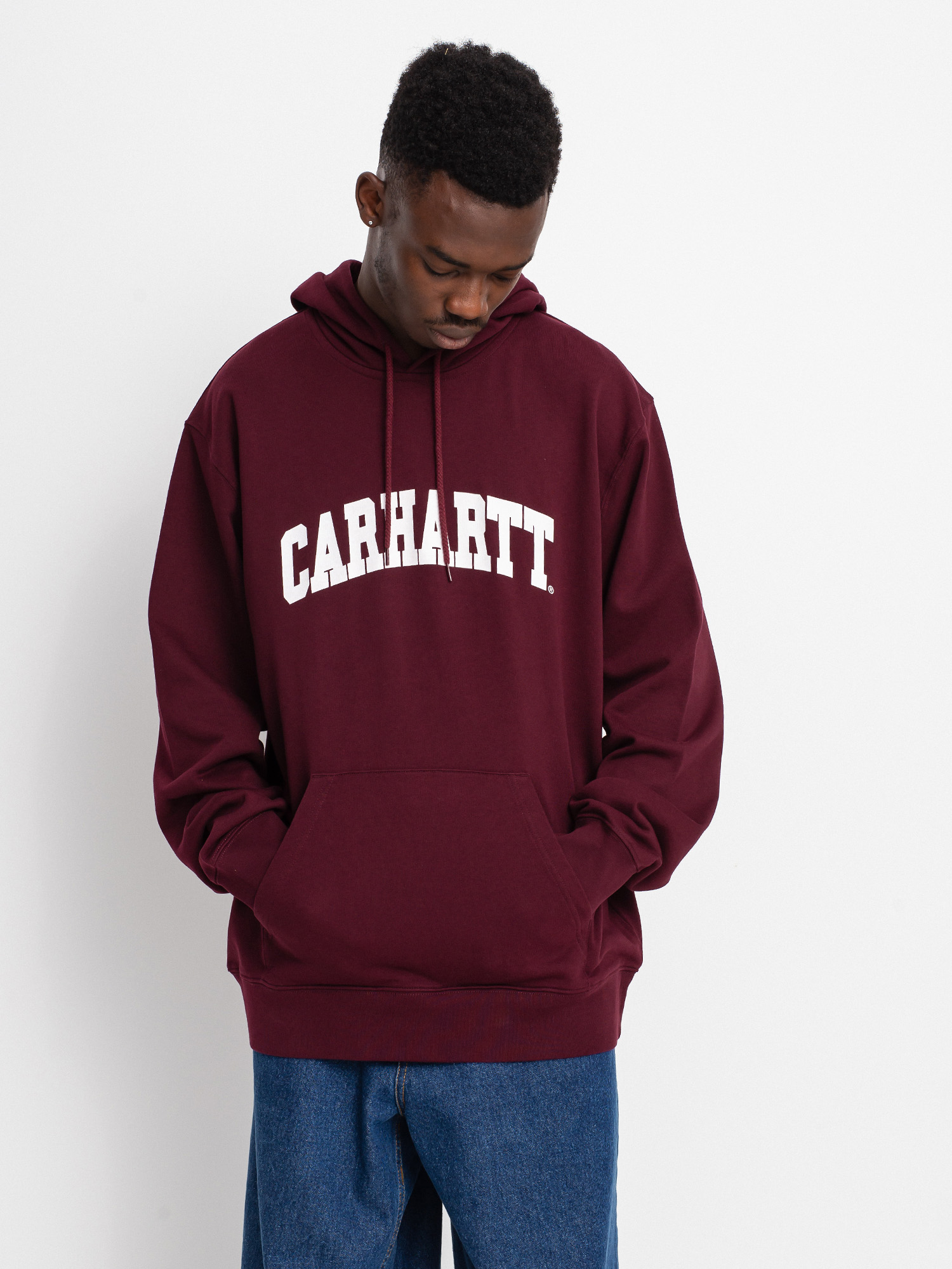 Bluza z kapturem Carhartt WIP University HD (wine/white)