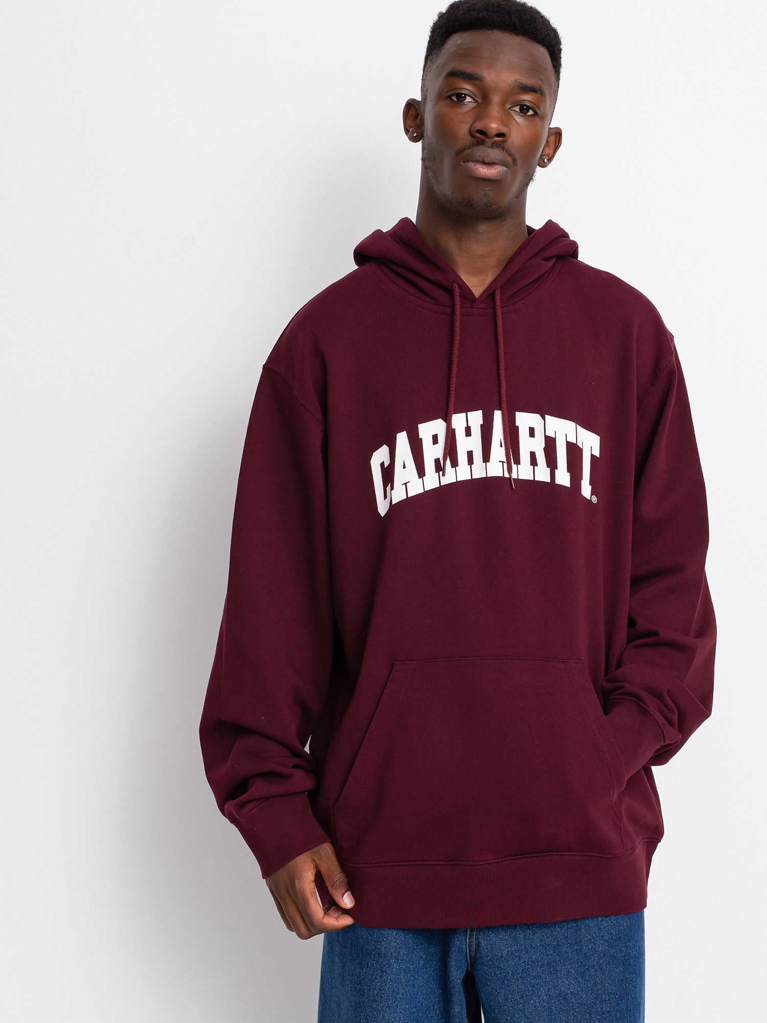 Bluza z kapturem Carhartt WIP University HD (wine/white)