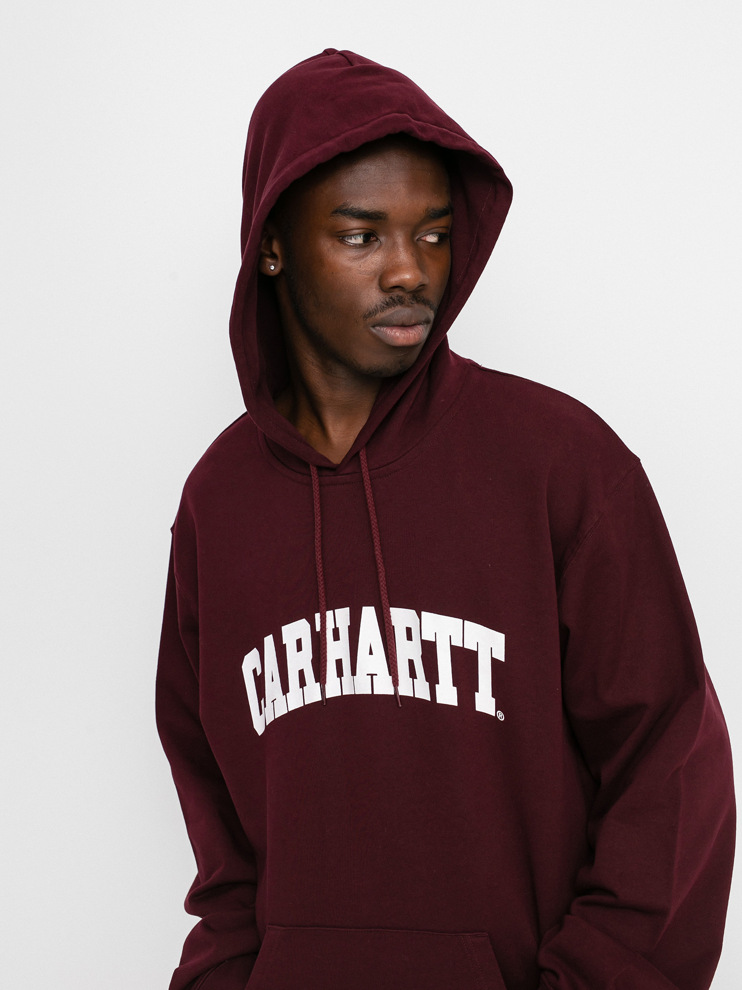 Bluza z kapturem Carhartt WIP University HD (wine/white)