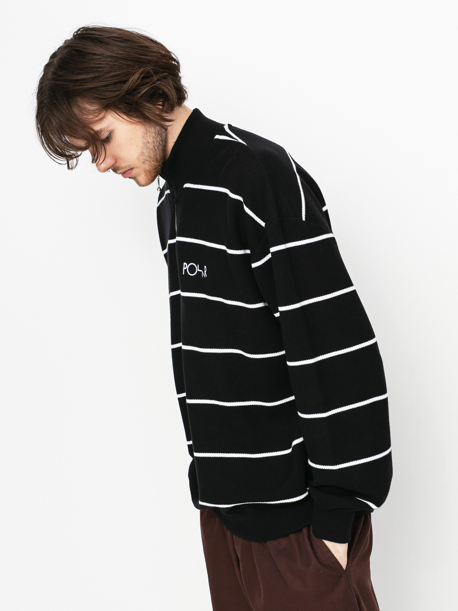 Bluza Polar Skate Stripe Zip Neck (black)