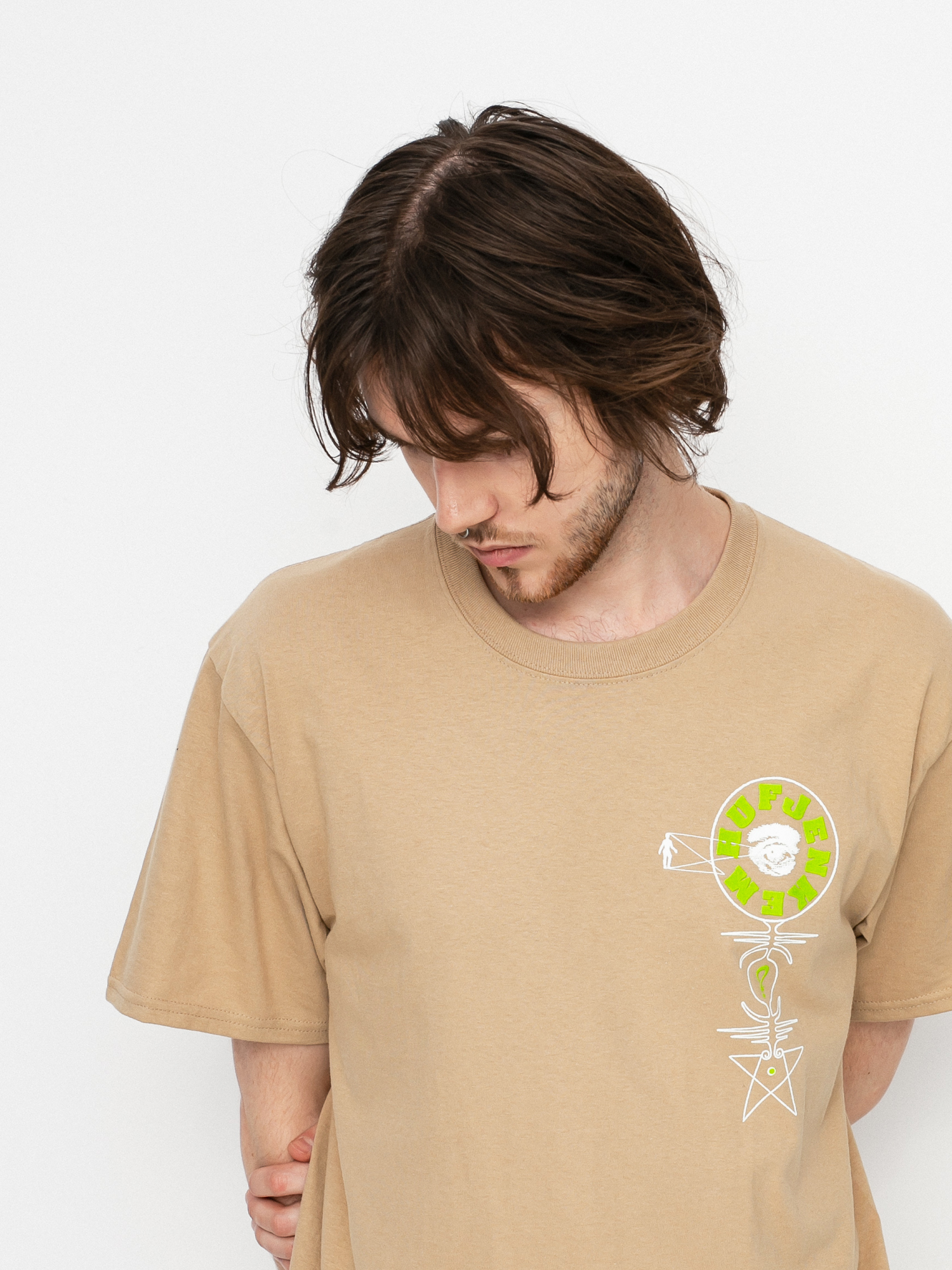 T-shirt HUF x JENKEM Wormhole (sand)