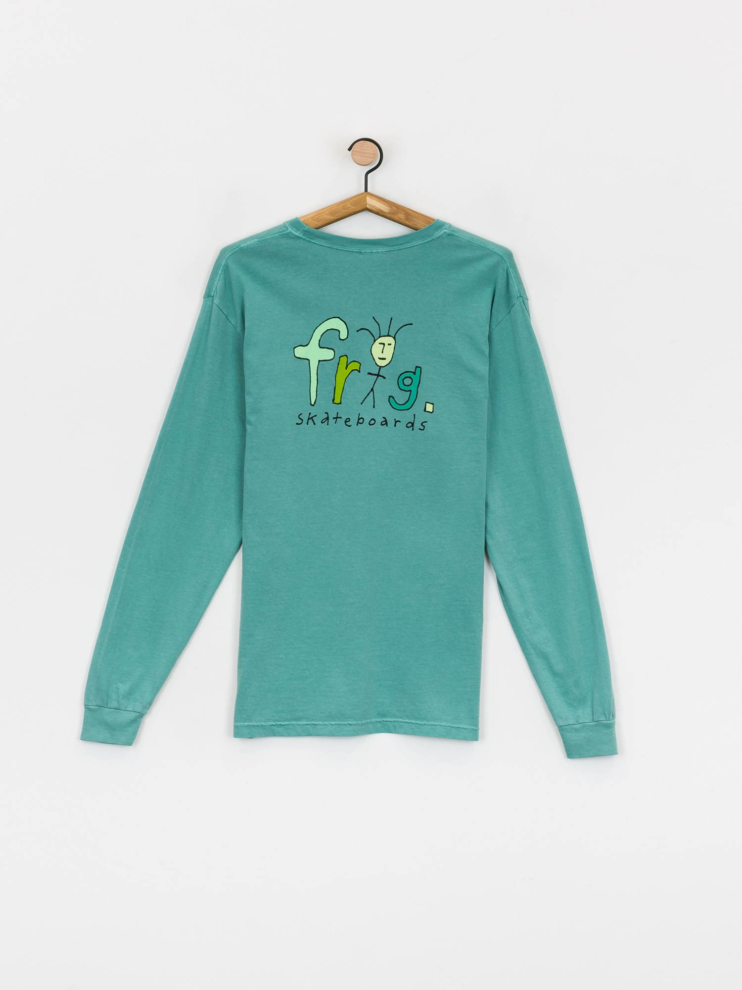 Longsleeve Frog Skateboards Frog Man Logo Pigment Dyed  (grass green)