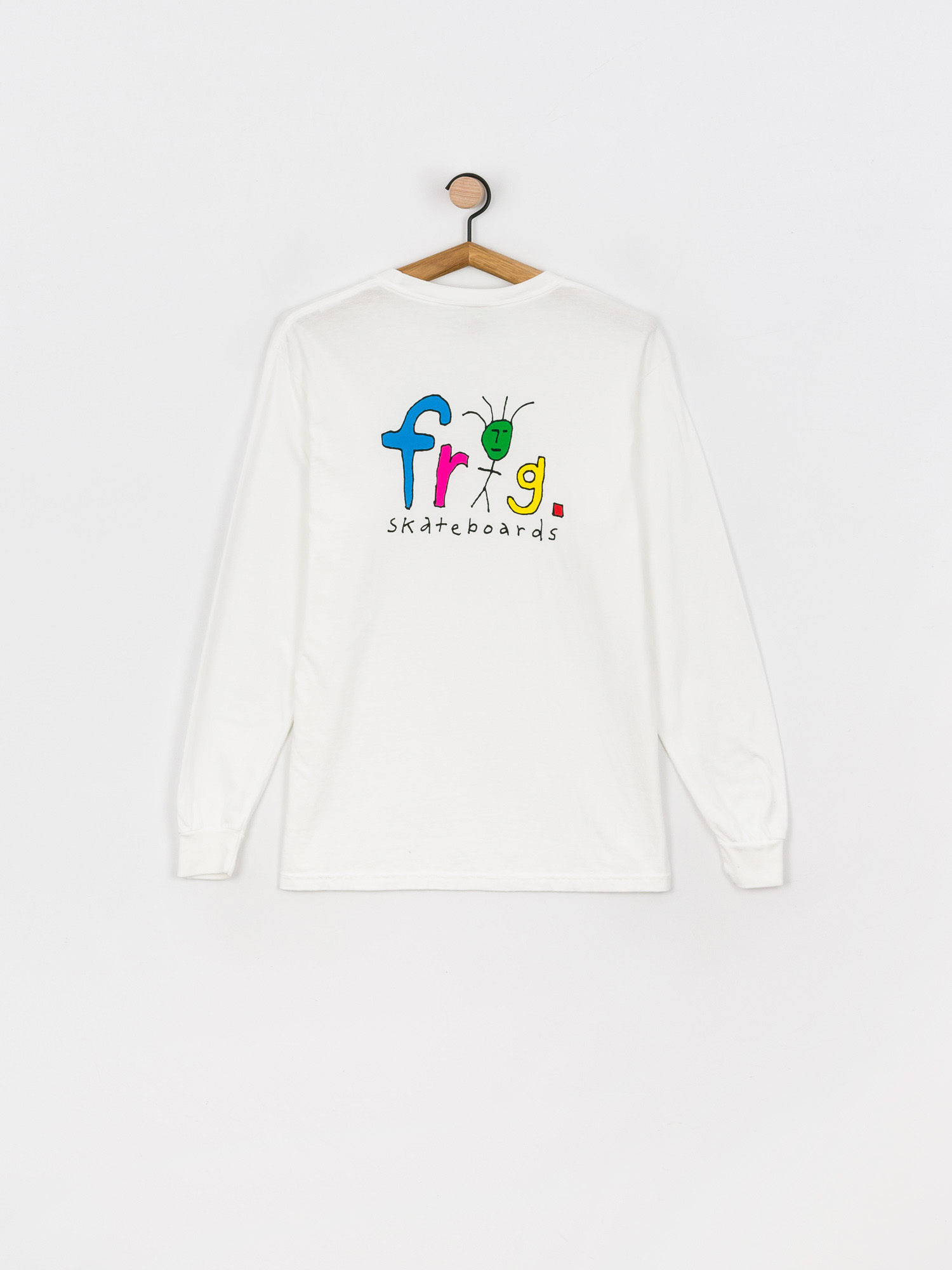Longsleeve Frog Skateboards Frog Man Logo Pigment Dyed  (white)