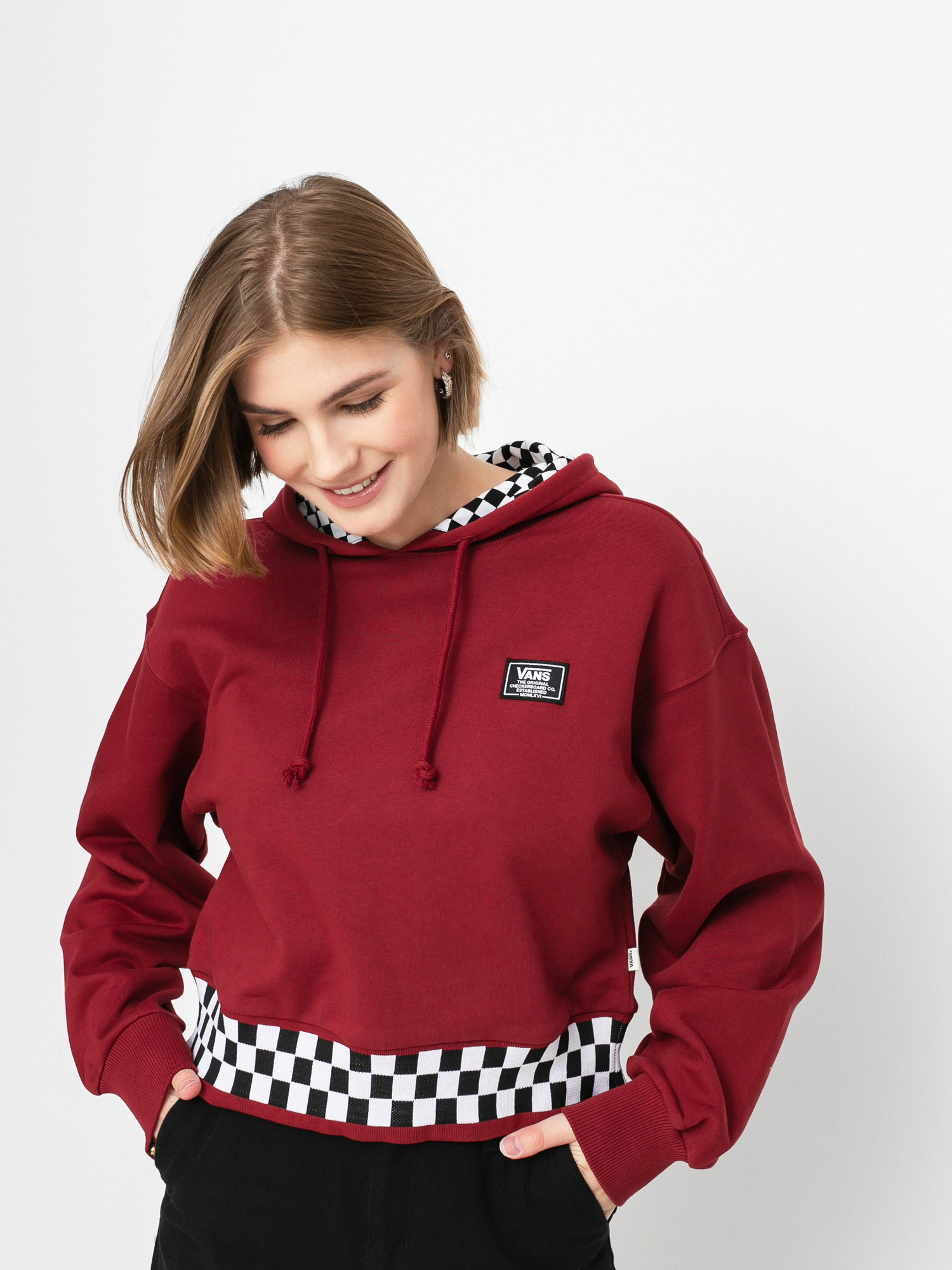 Bluza z kapturem Vans Boom Boom 66 HD Wmn (pomegranate)