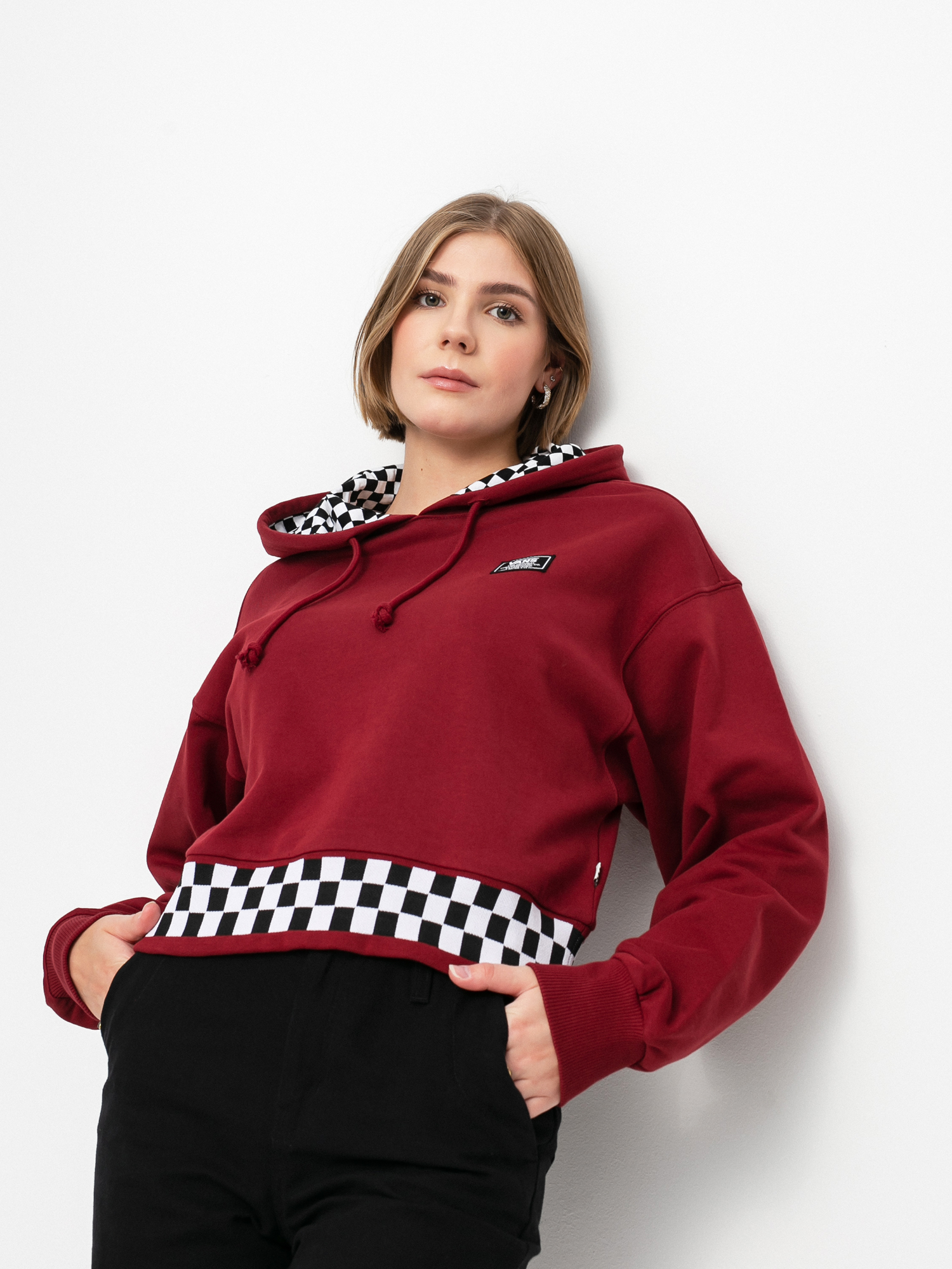 Bluza z kapturem Vans Boom Boom 66 HD Wmn (pomegranate)