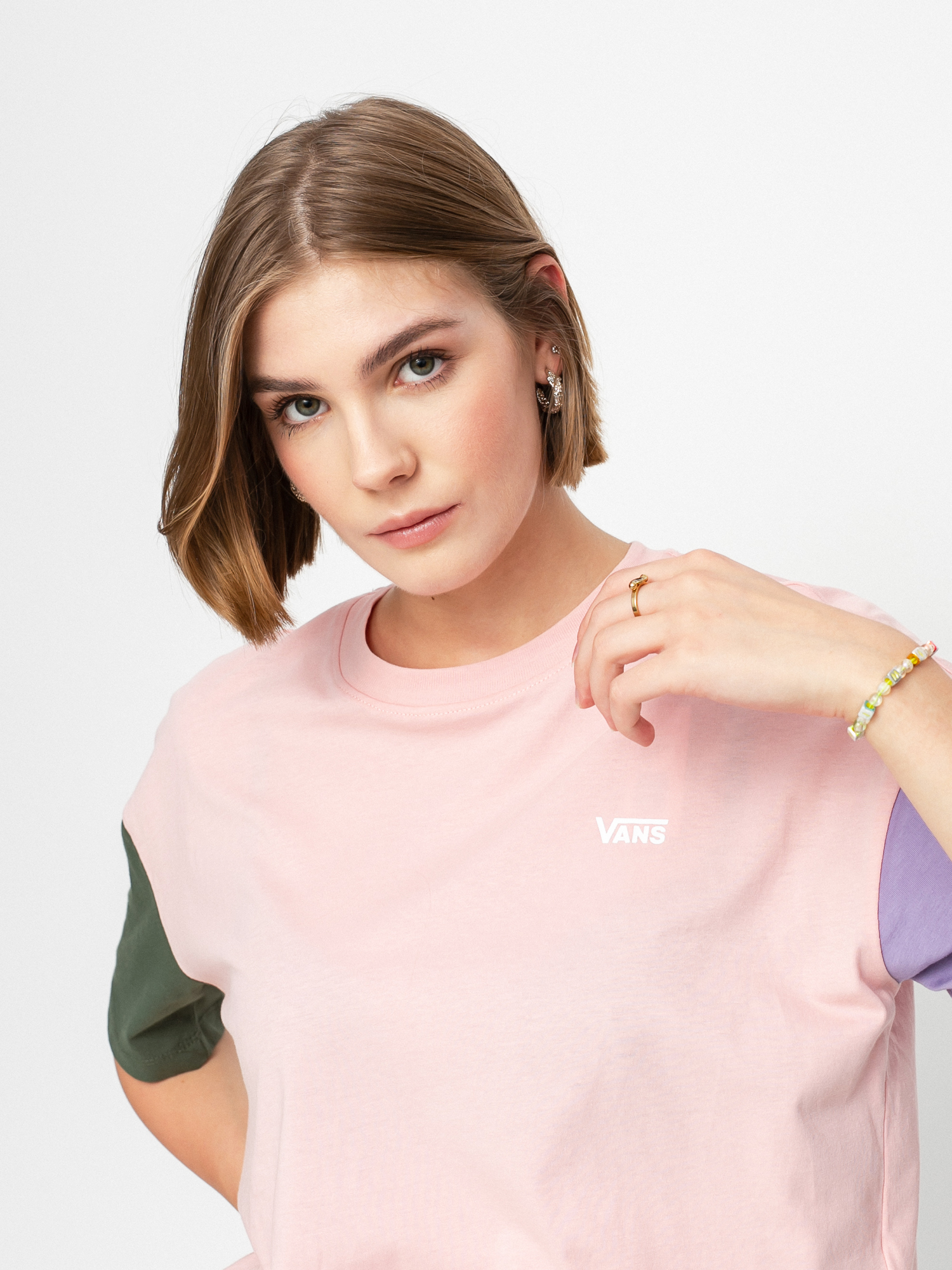 T-shirt Vans Relaxed Boxy Colorblock Wmn (powder pink/thyme)