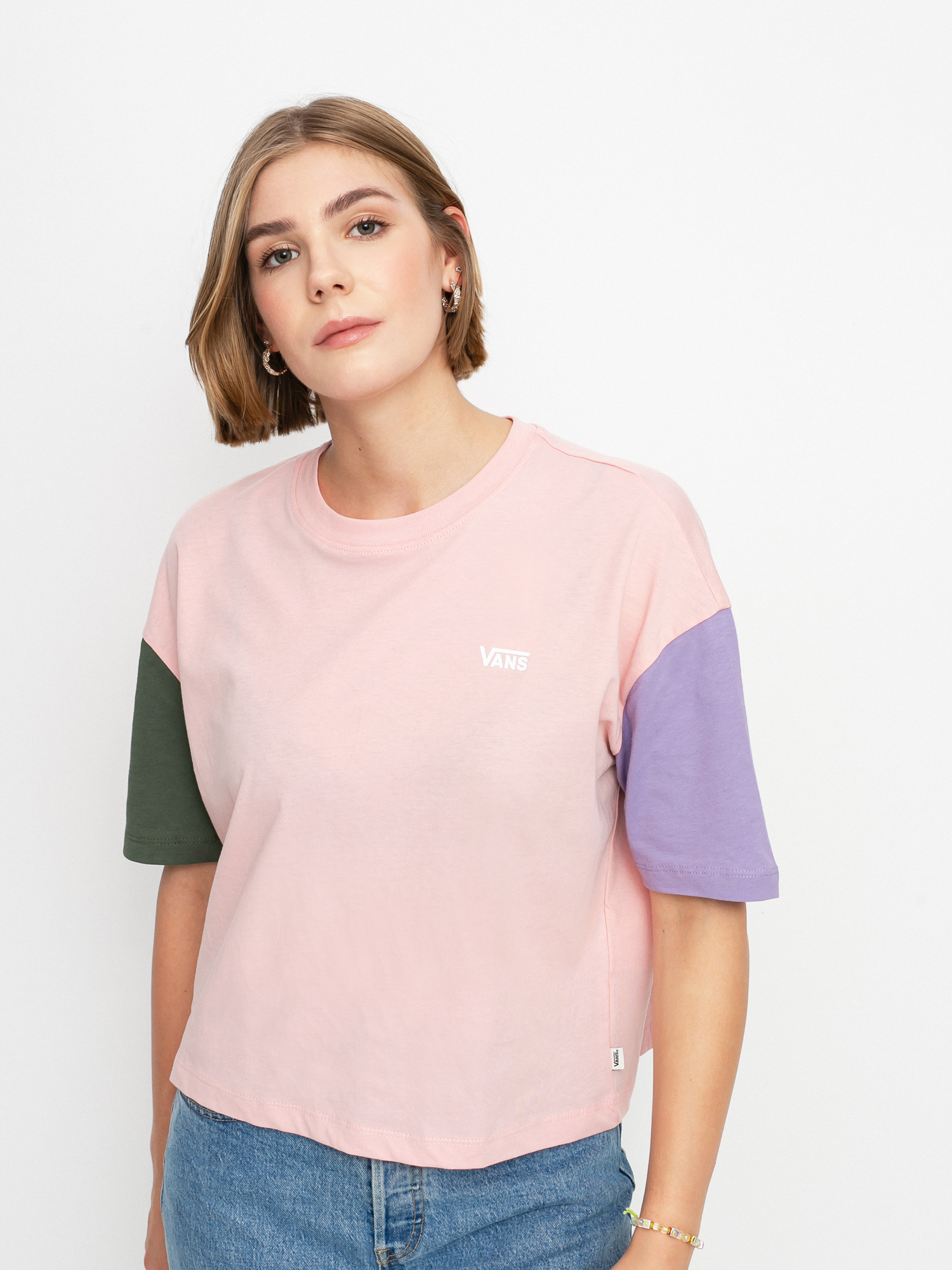 T-shirt Vans Relaxed Boxy Colorblock Wmn (powder pink/thyme)