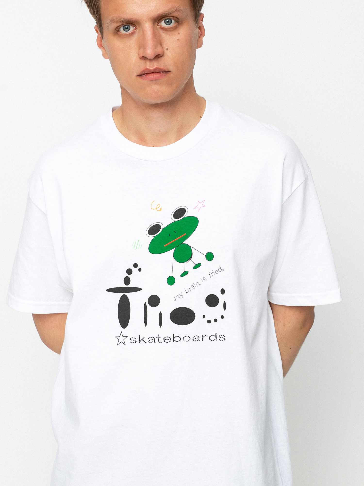 T-shirt Frog Skateboards My Brain is Fried (white)