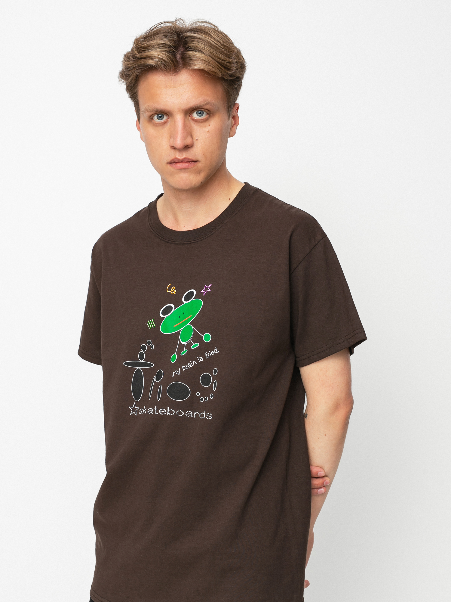 T-shirt Frog Skateboards My Brain is Fried (brown)