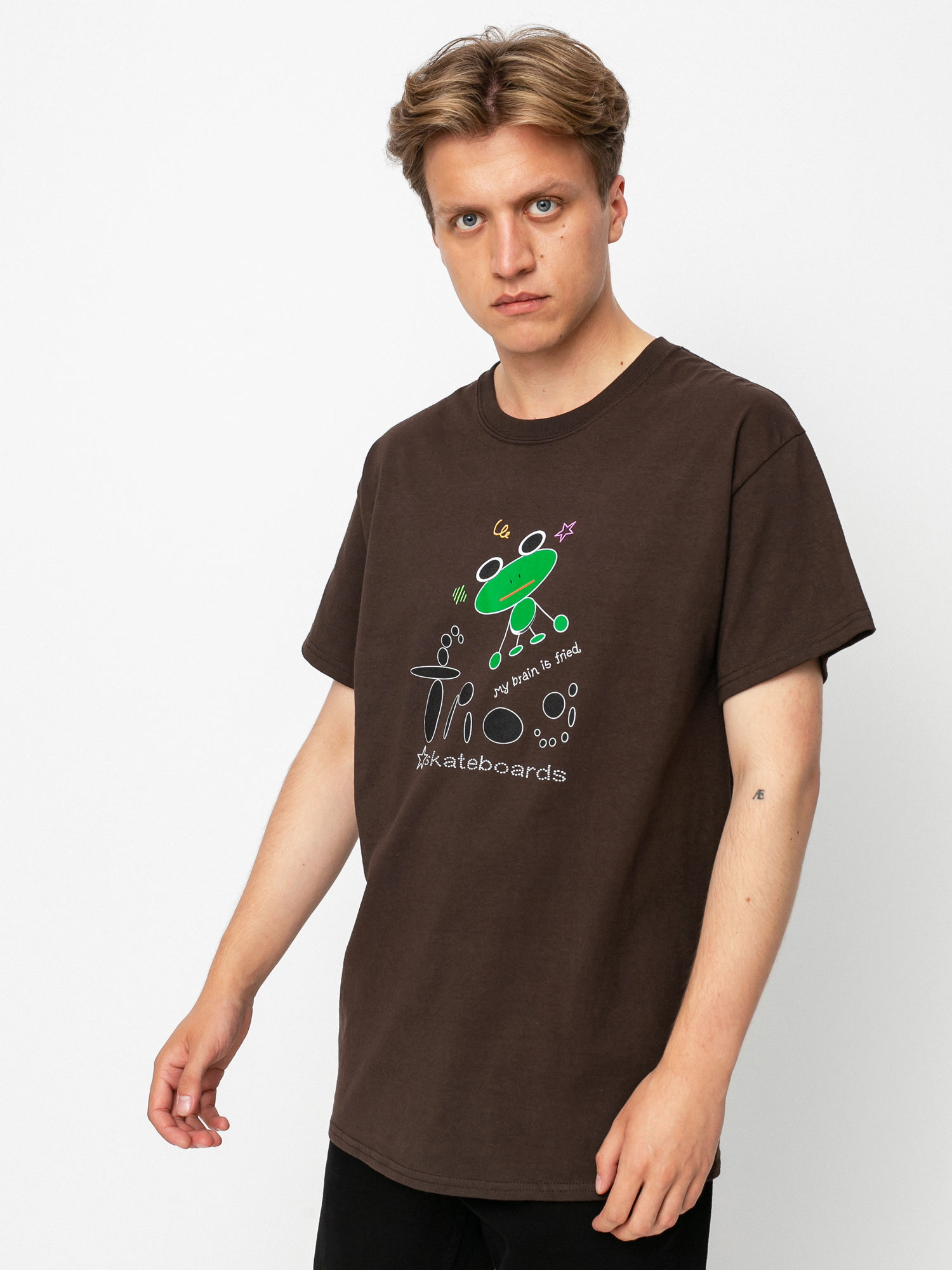T-shirt Frog Skateboards My Brain is Fried (brown)
