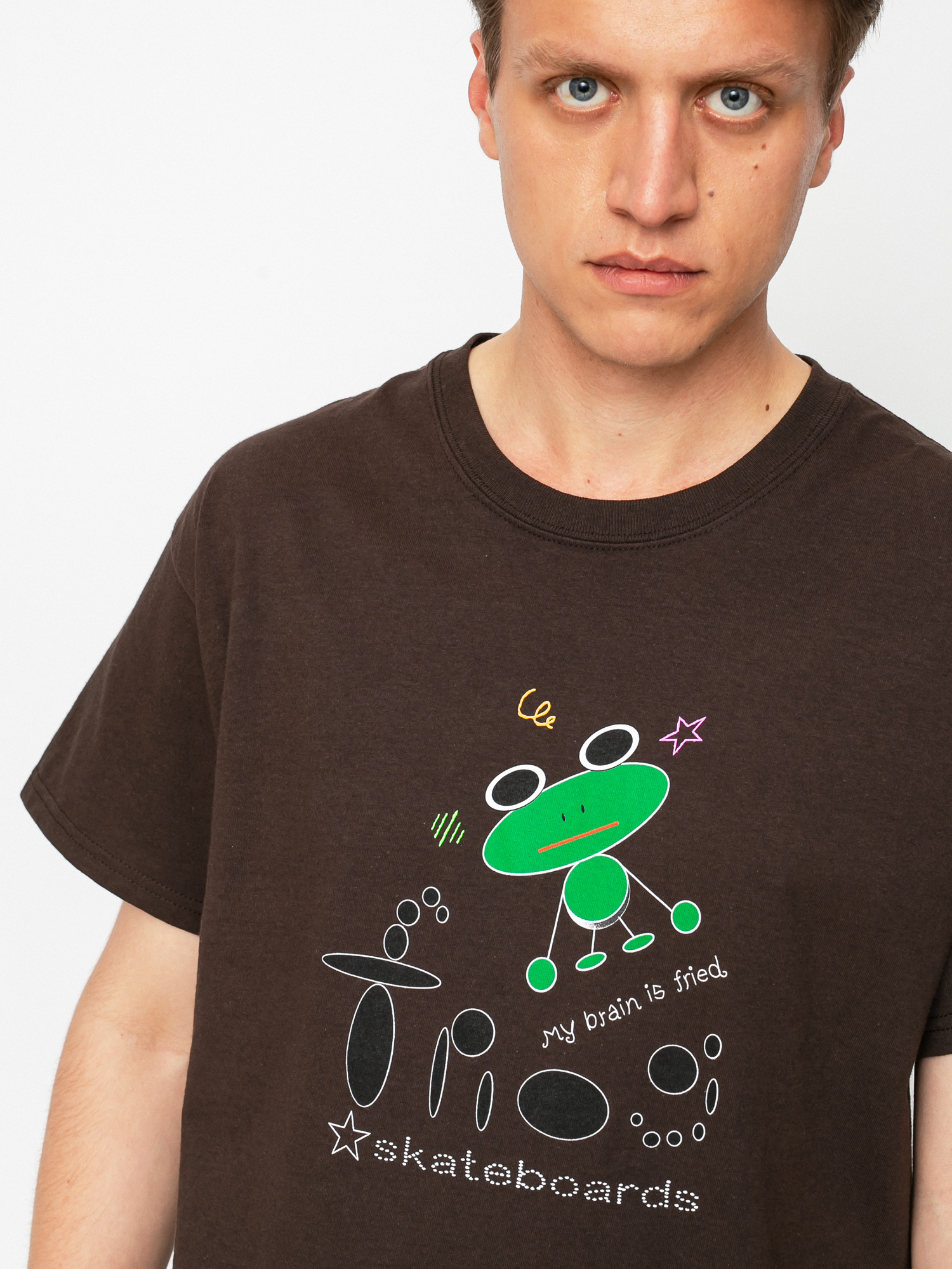 T-shirt Frog Skateboards My Brain is Fried (brown)