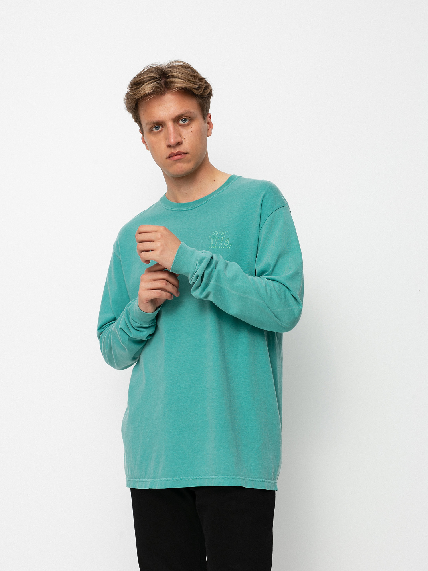 Longsleeve Frog Skateboards Frog Man Logo Pigment Dyed  (grass green)