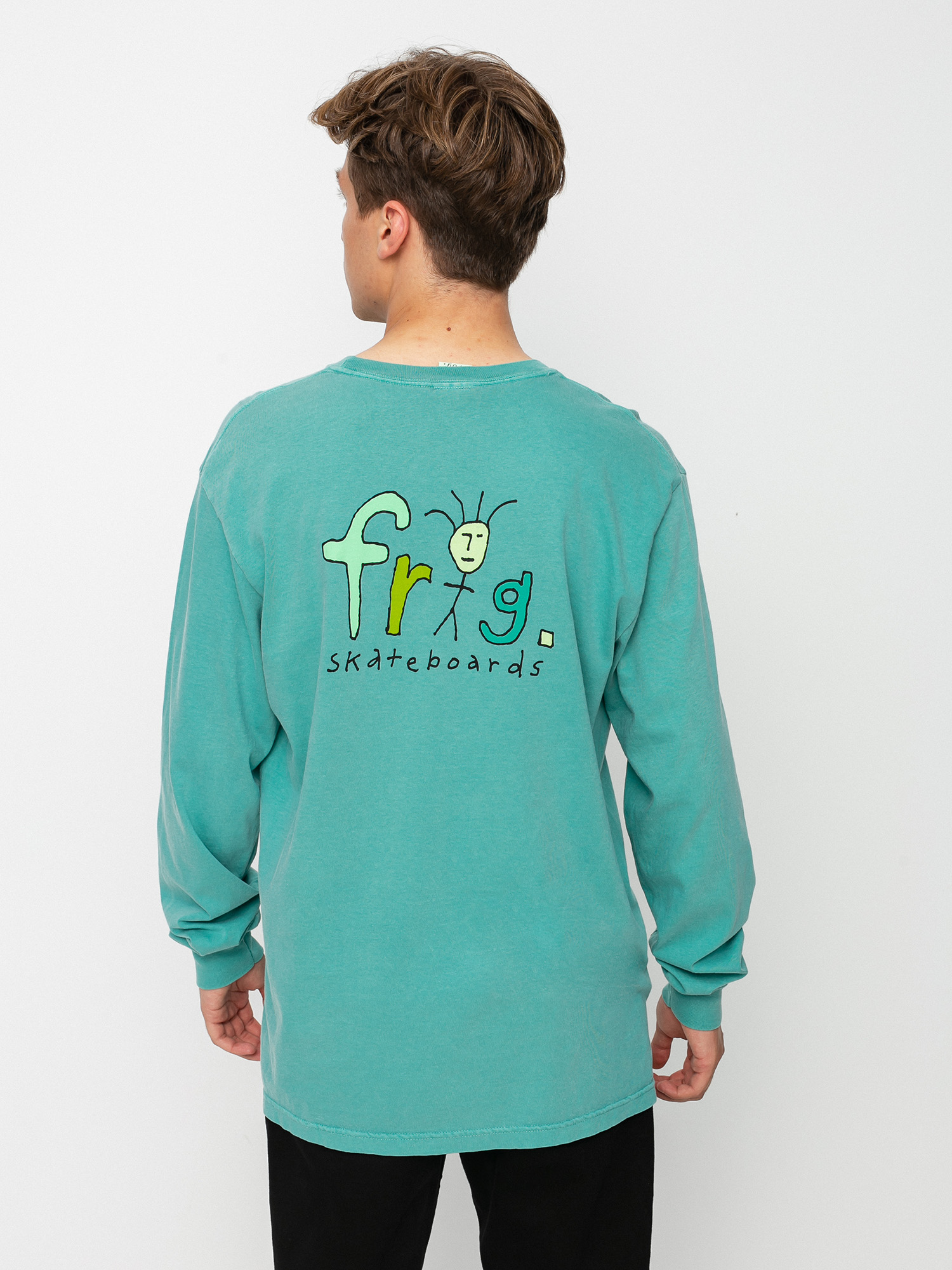 Longsleeve Frog Skateboards Frog Man Logo Pigment Dyed  (grass green)