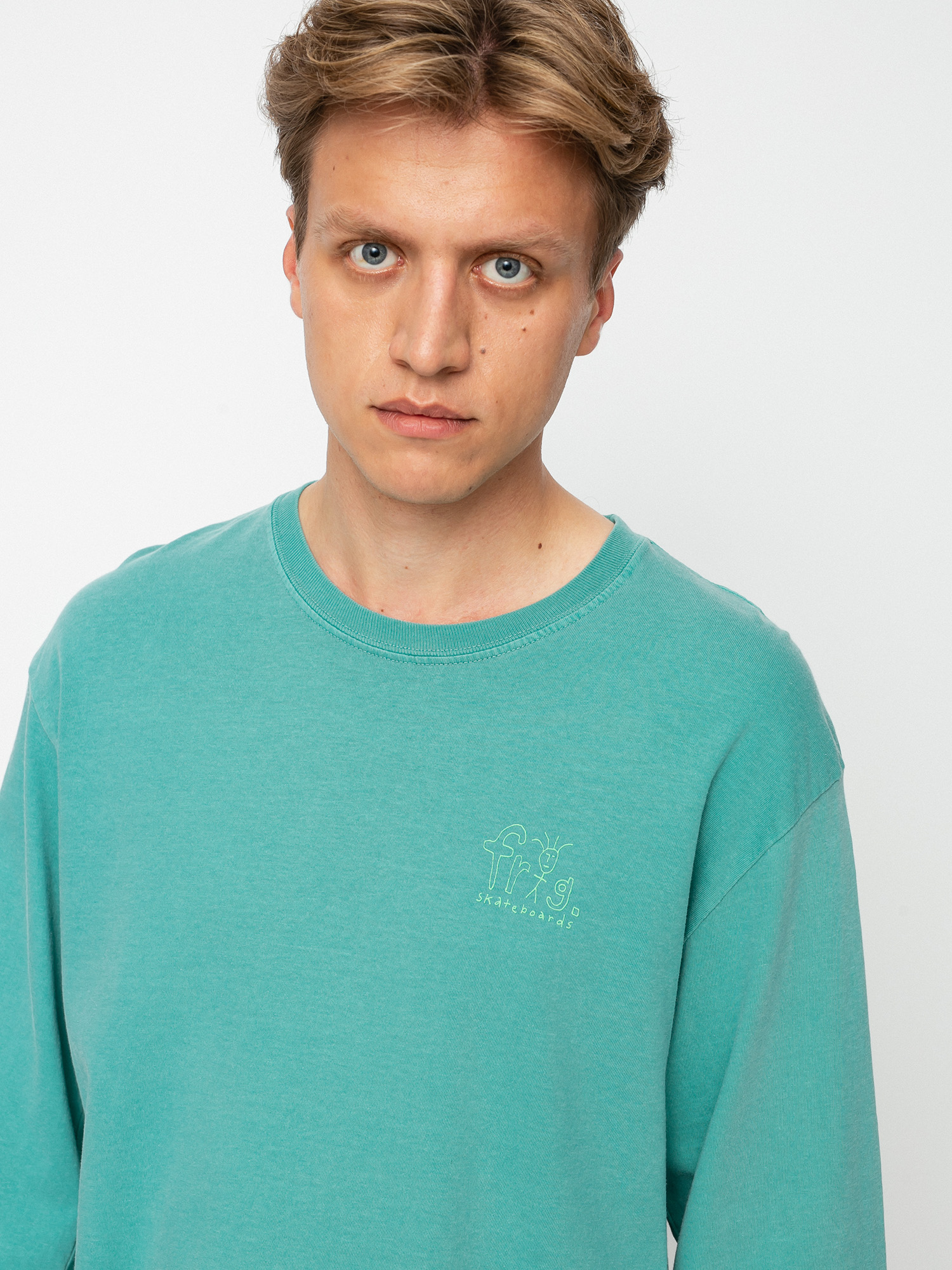 Longsleeve Frog Skateboards Frog Man Logo Pigment Dyed  (grass green)