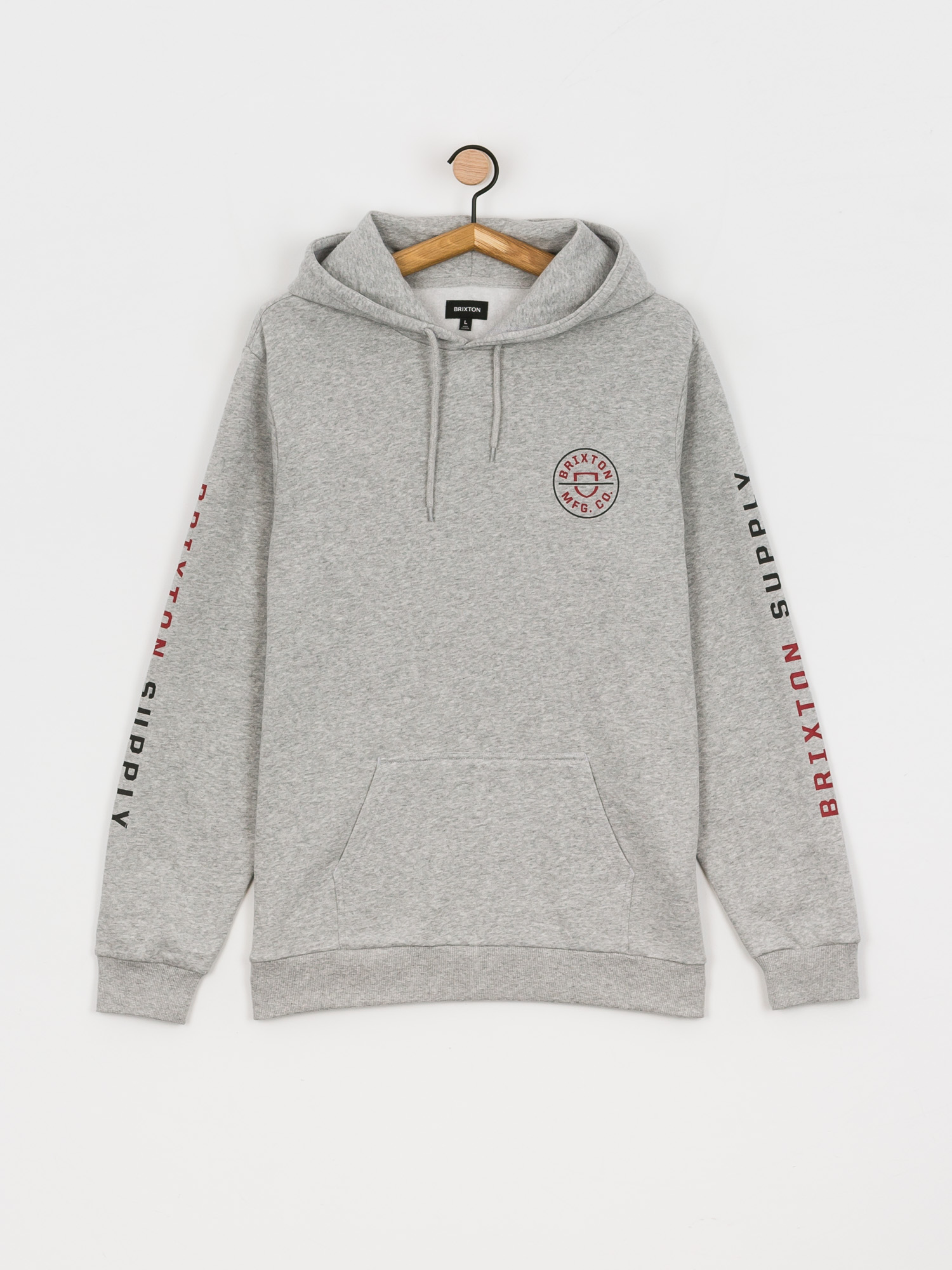 Bluza z kapturem Brixton Crest HD (heather grey/red)