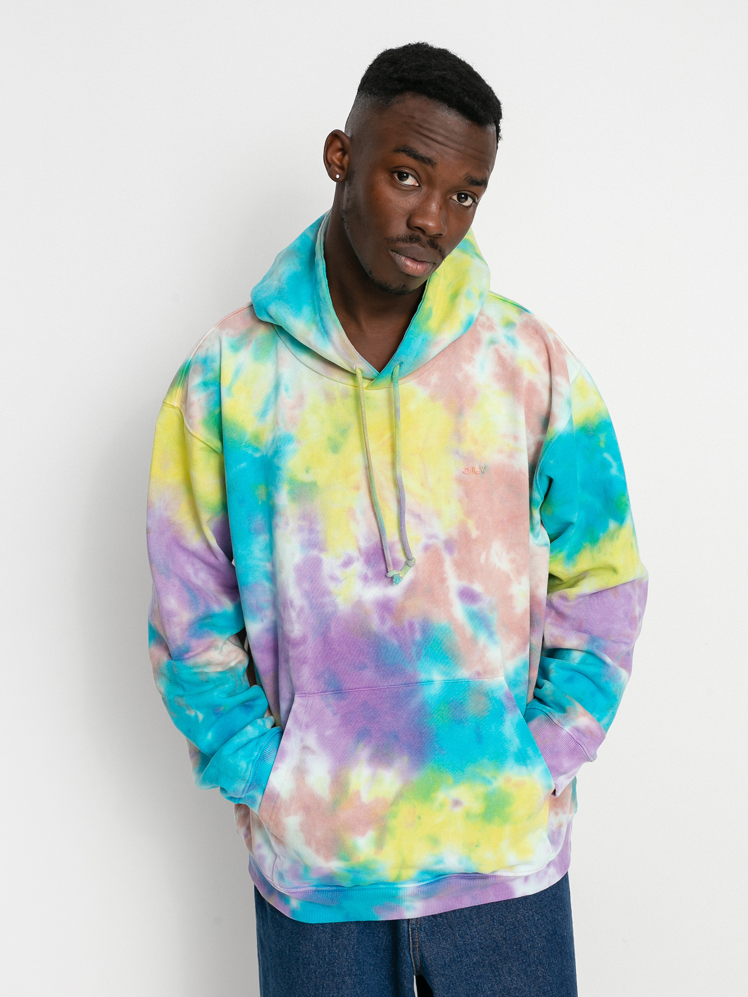 Bluza z kapturem OBEY Mini Bold Recycled Tie Dye HD (a.i. aqua multi)