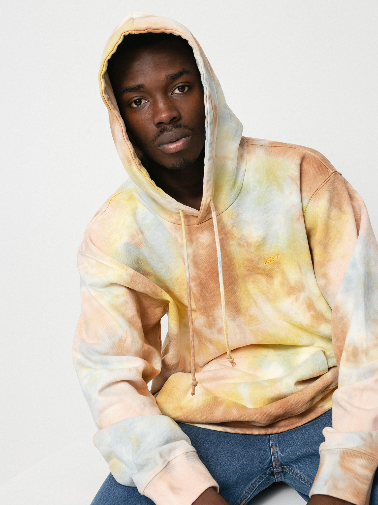 Bluza z kapturem OBEY Mini Bold Recycled Tie Dye HD (toffee multi)
