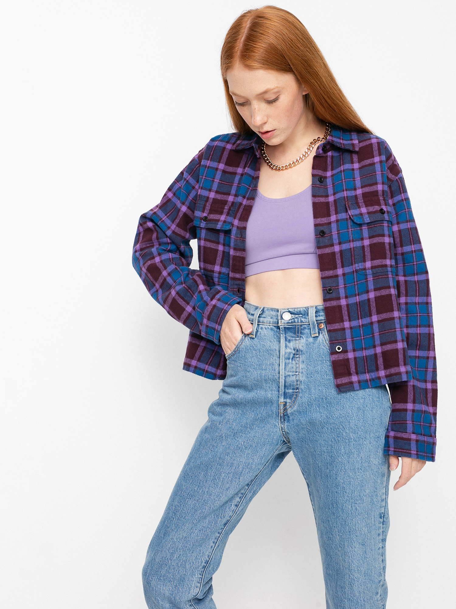 Koszula OBEY Camille Flannel Wmn (brown multi)