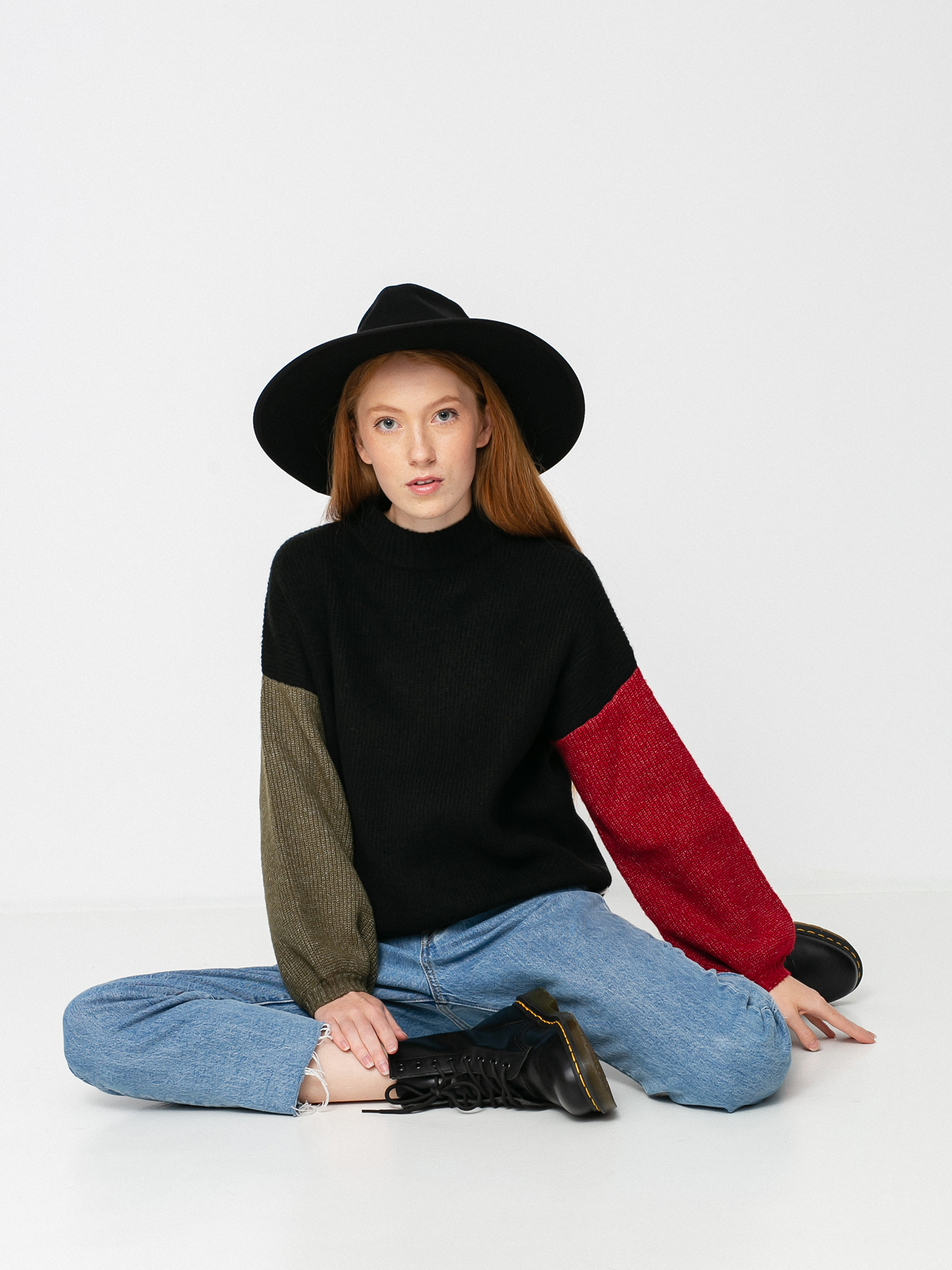 Sweter Brixton Burning Up Sweater Wmn (military olive/chili pepper)