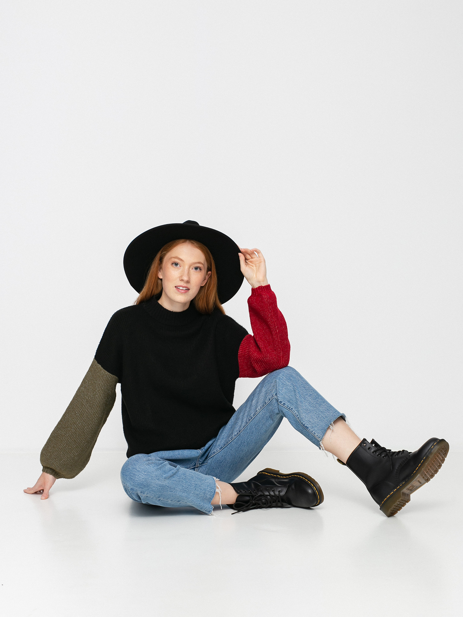 Sweter Brixton Burning Up Sweater Wmn (military olive/chili pepper)