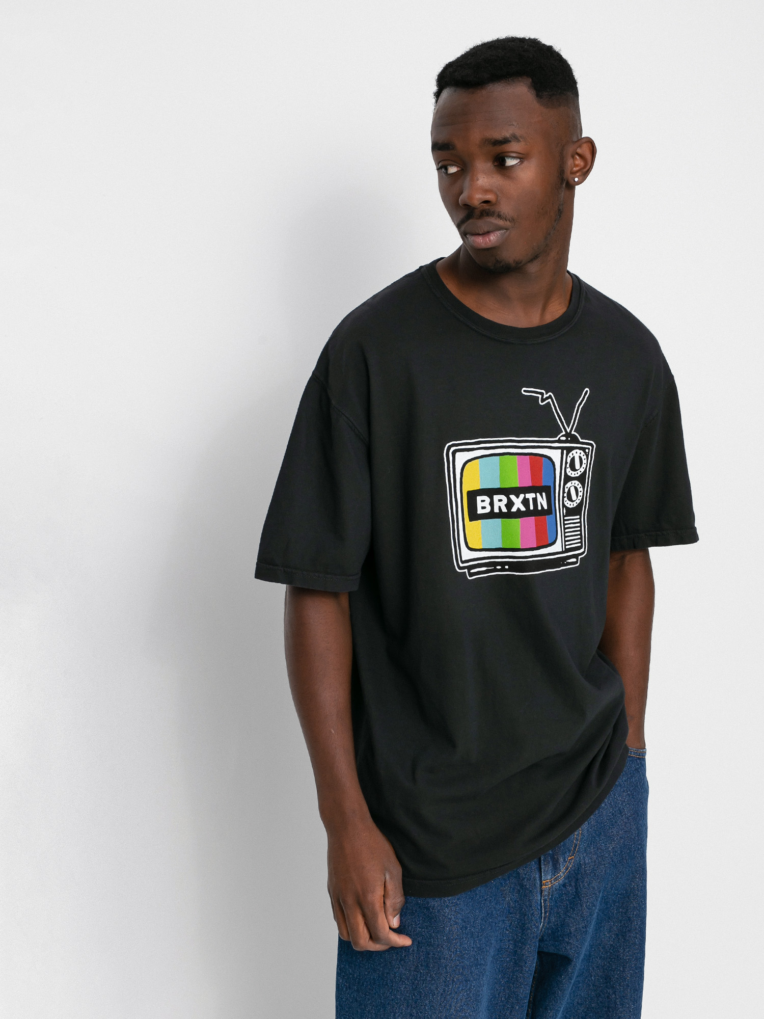 T-shirt Brixton Service Stt (black garment dye)
