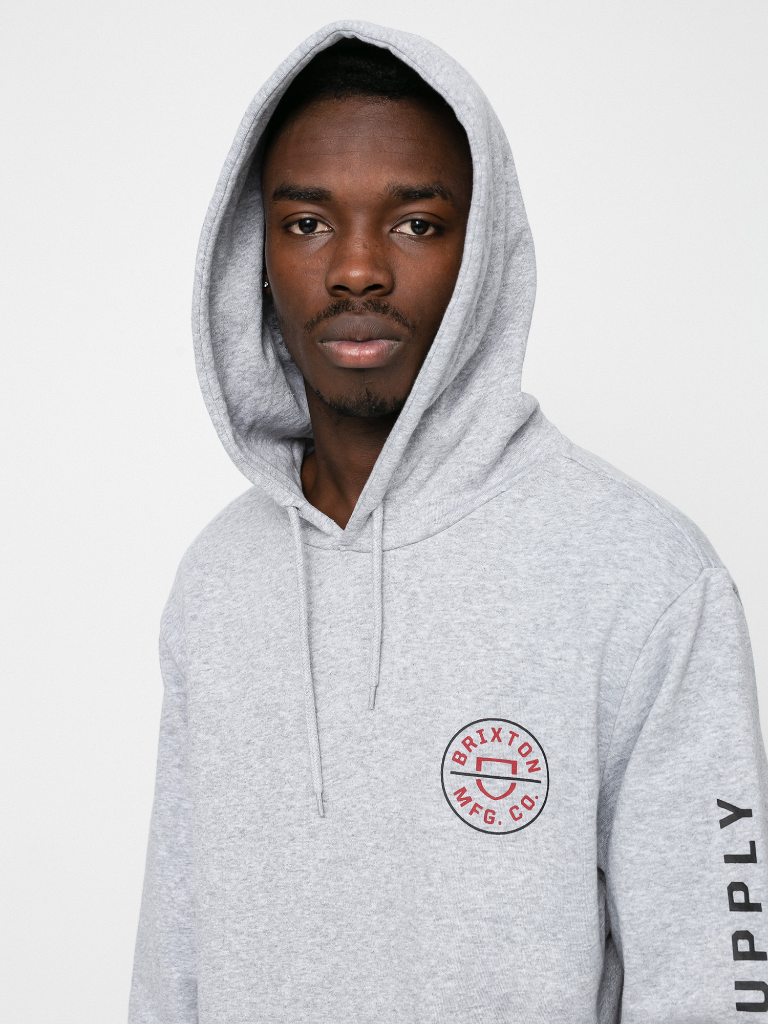 Bluza z kapturem Brixton Crest HD (heather grey/red)