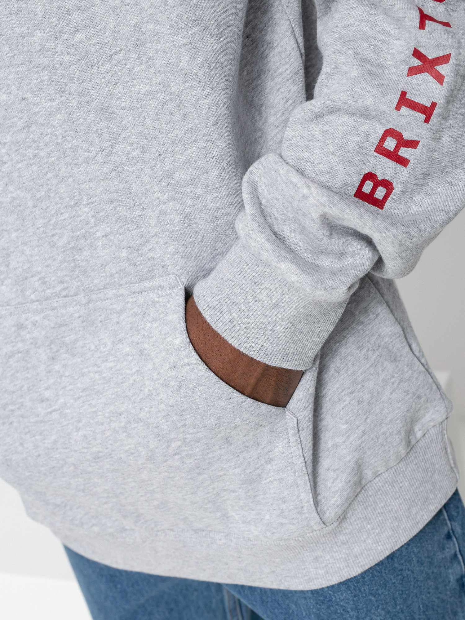 Bluza z kapturem Brixton Crest HD (heather grey/red)