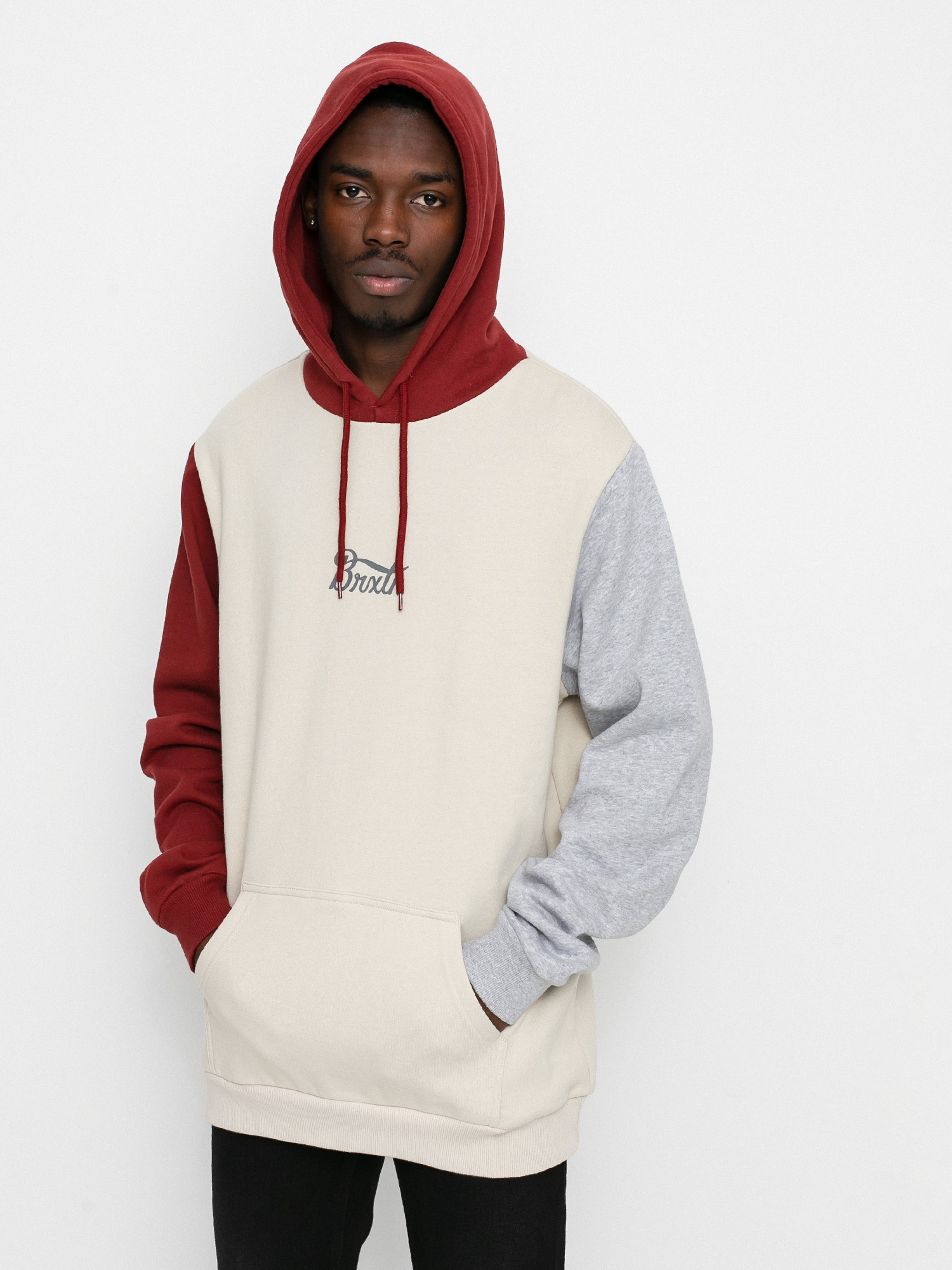 Bluza z kapturem Brixton Stith HD (heather grey/dark brick)