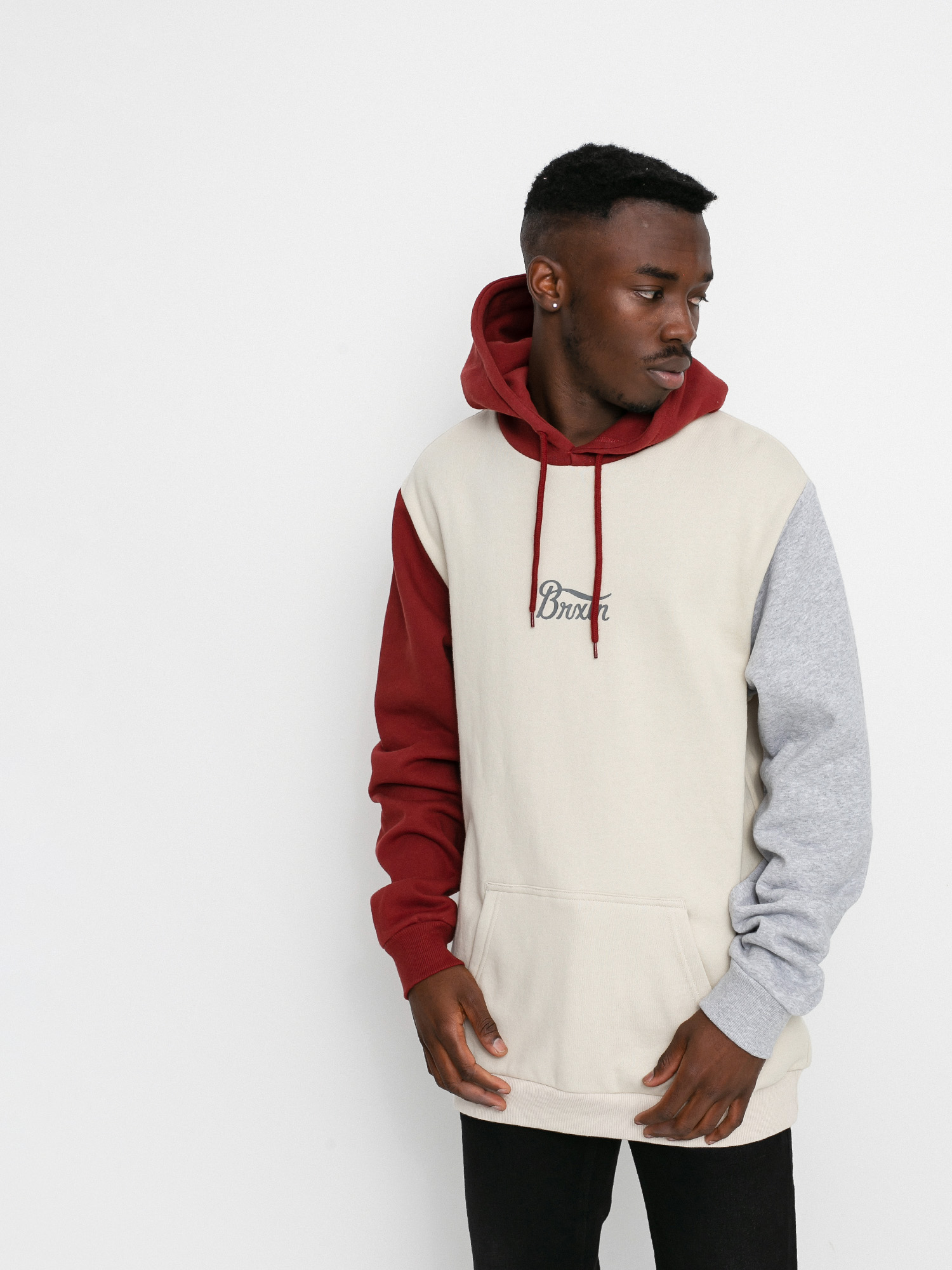 Bluza z kapturem Brixton Stith HD (heather grey/dark brick)