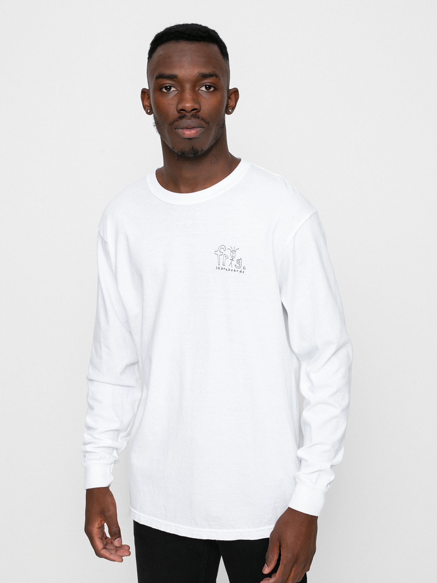 Longsleeve Frog Skateboards Frog Man Logo Pigment Dyed  (white)