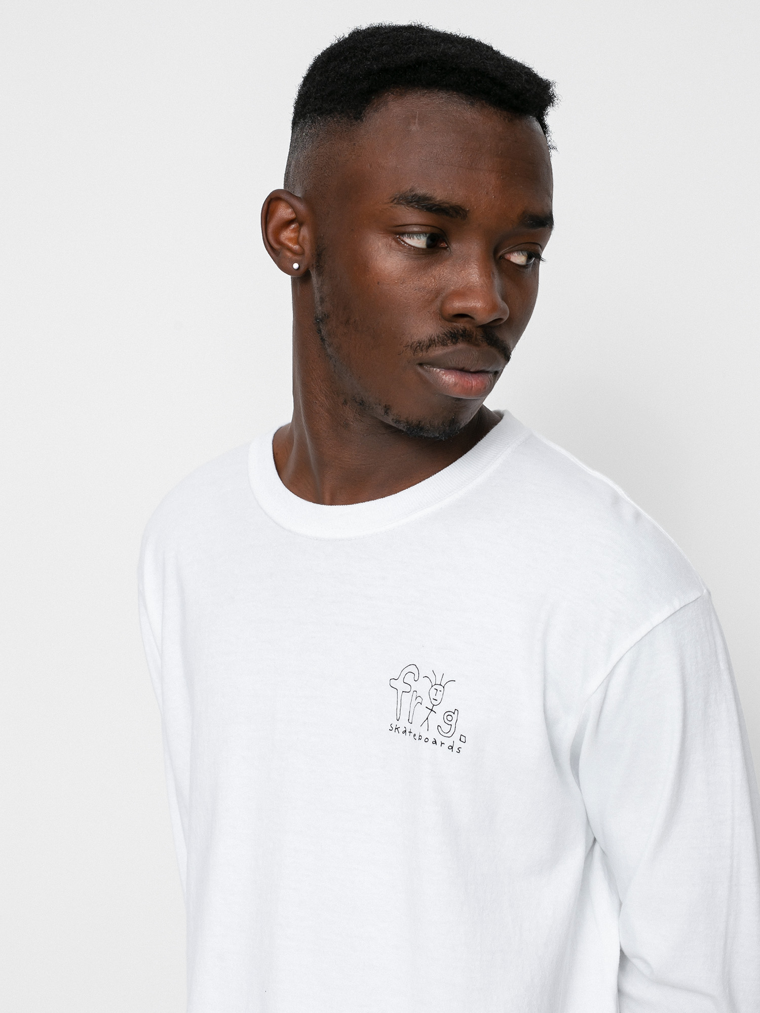 Longsleeve Frog Skateboards Frog Man Logo Pigment Dyed  (white)