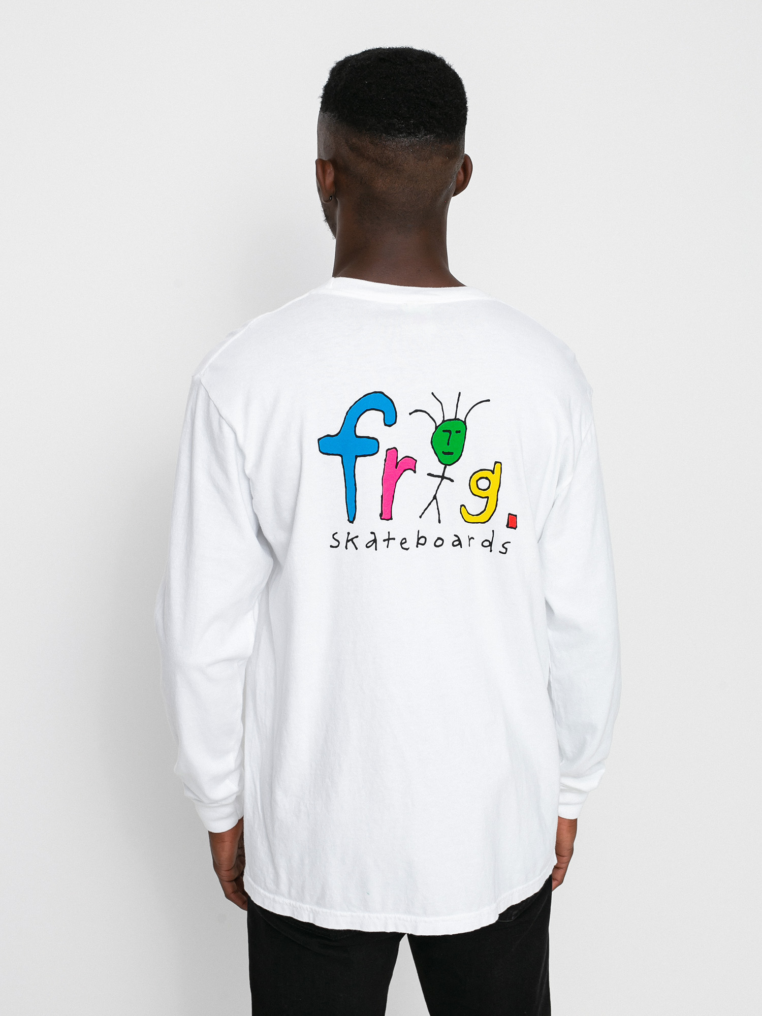 Longsleeve Frog Skateboards Frog Man Logo Pigment Dyed  (white)