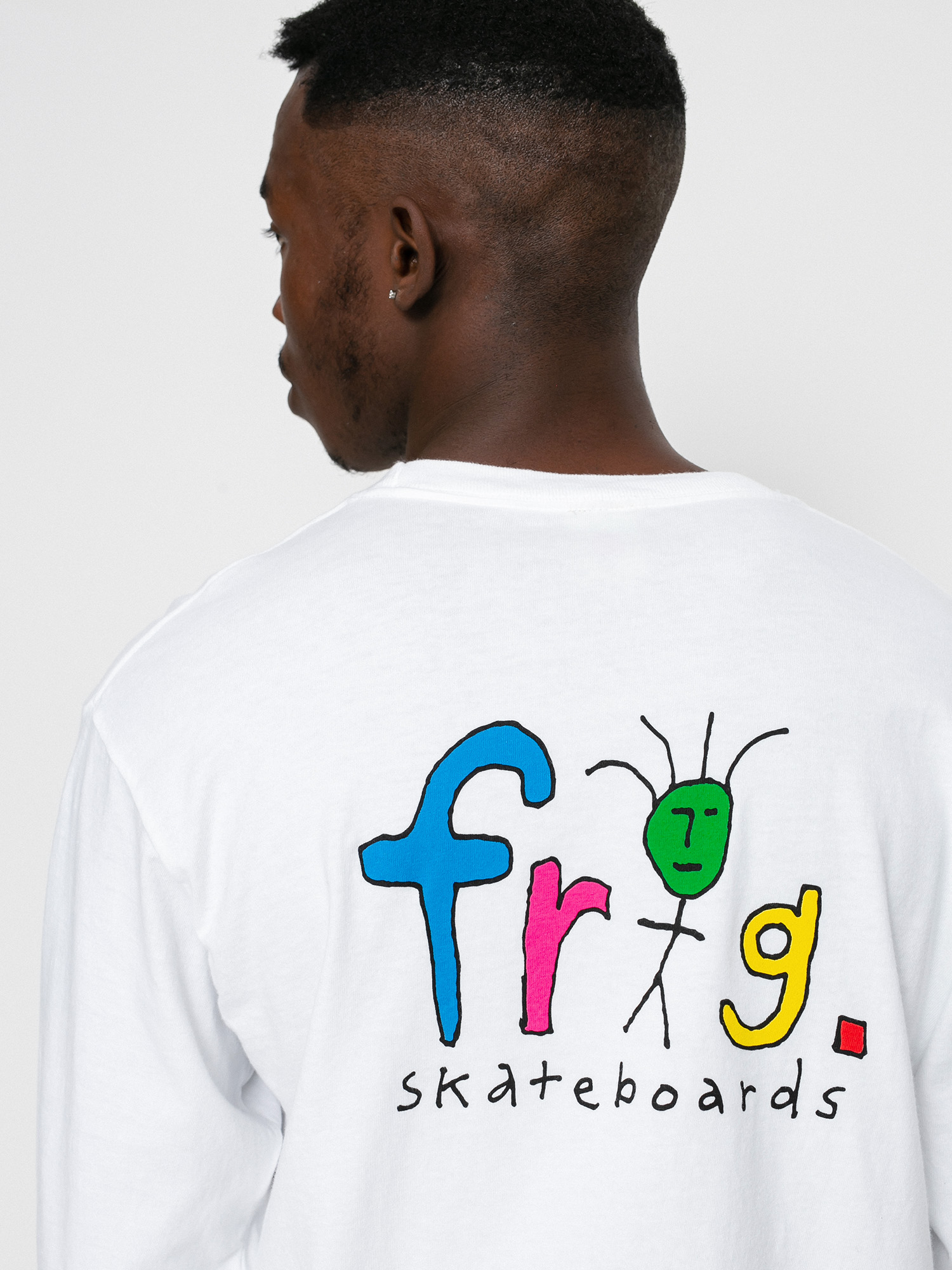 Longsleeve Frog Skateboards Frog Man Logo Pigment Dyed  (white)