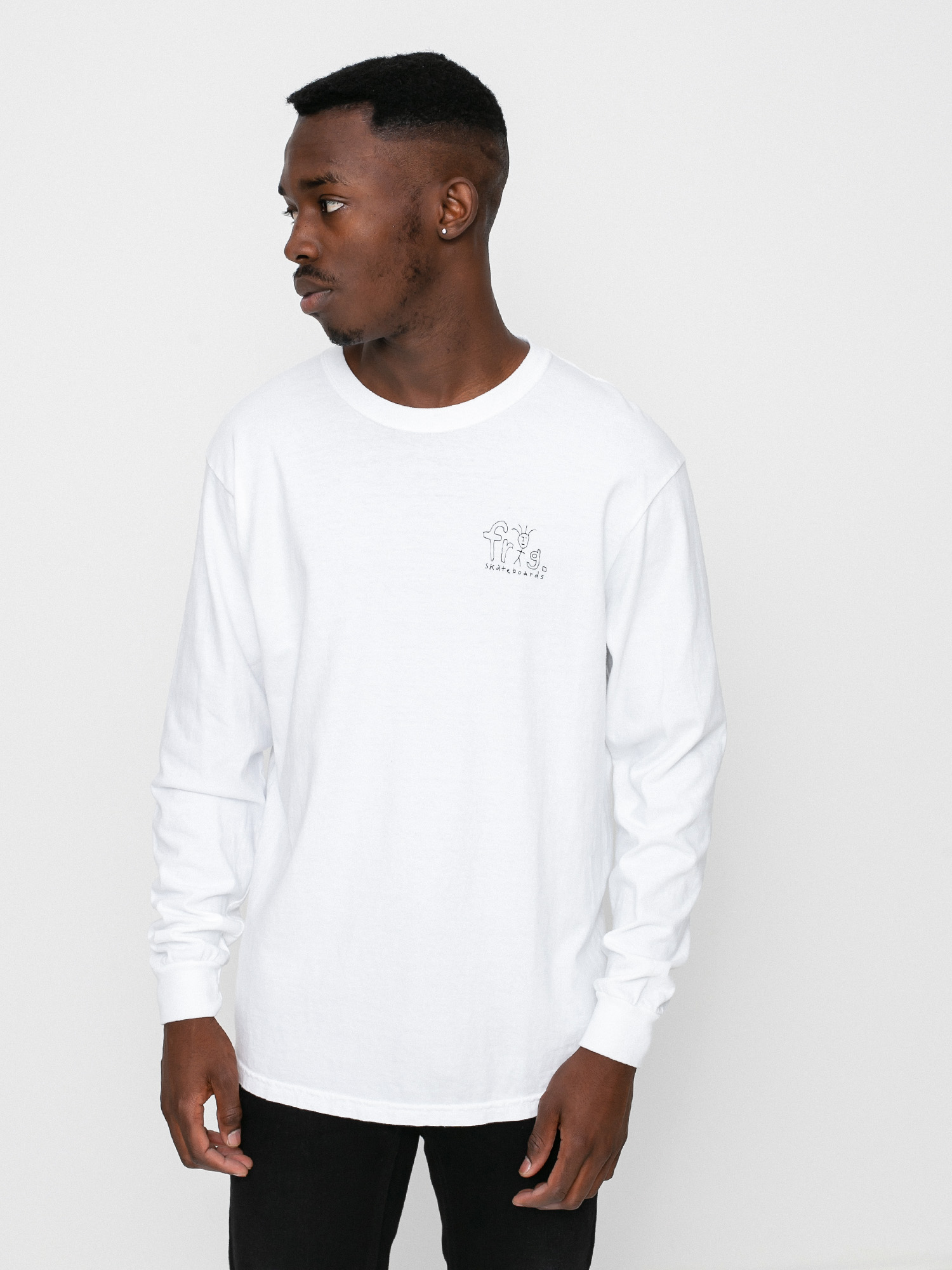 Longsleeve Frog Skateboards Frog Man Logo Pigment Dyed  (white)