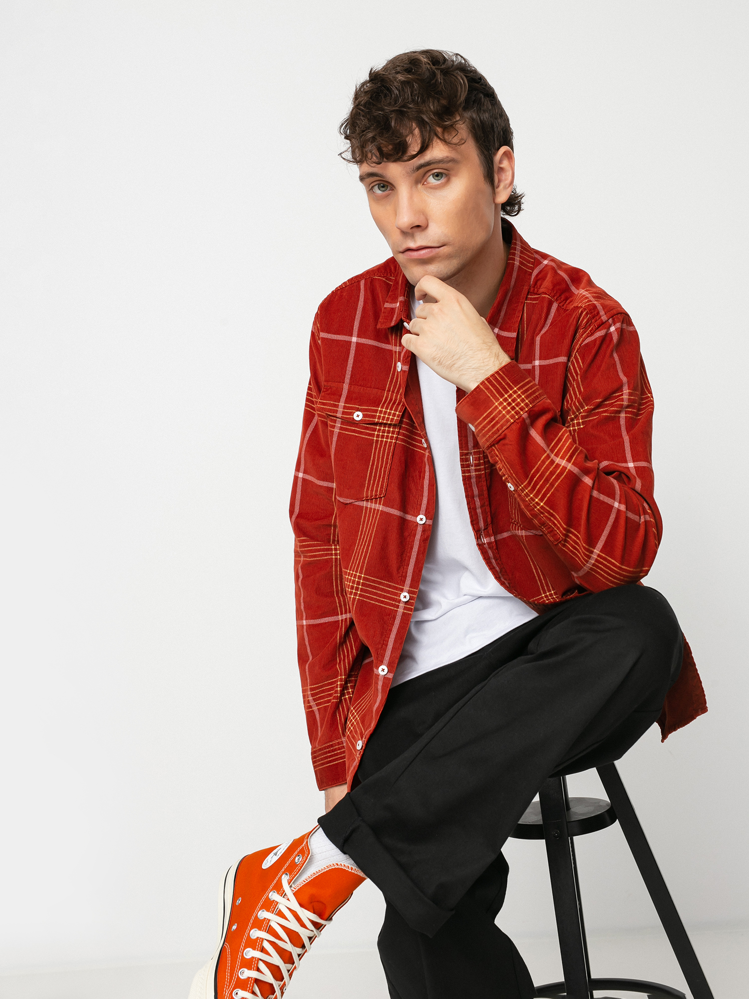 Koszula RVCA Blues Walk Cord Ls (brick red)